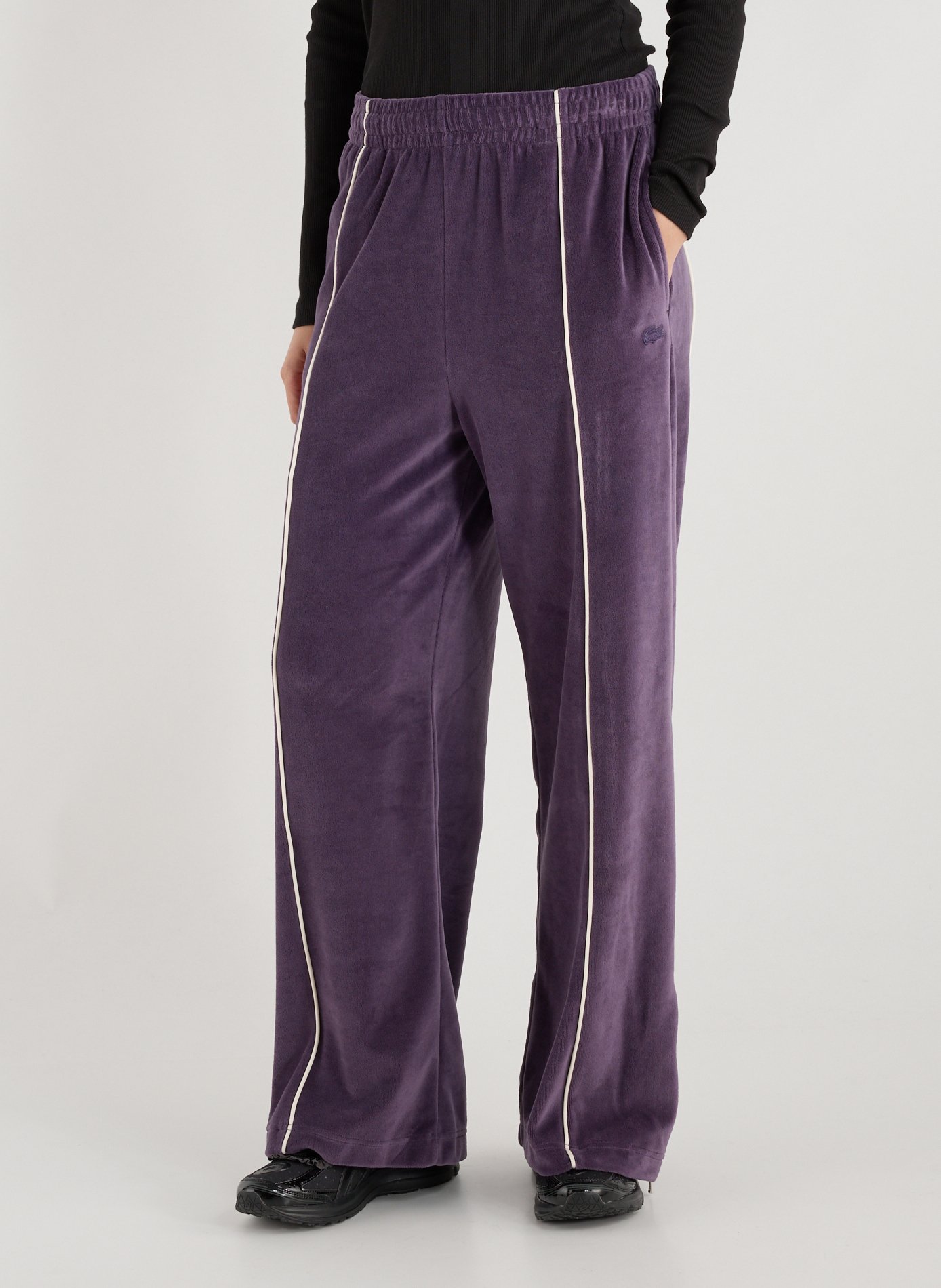LACOSTE Mixed cotton velvet sweatpants Purple
