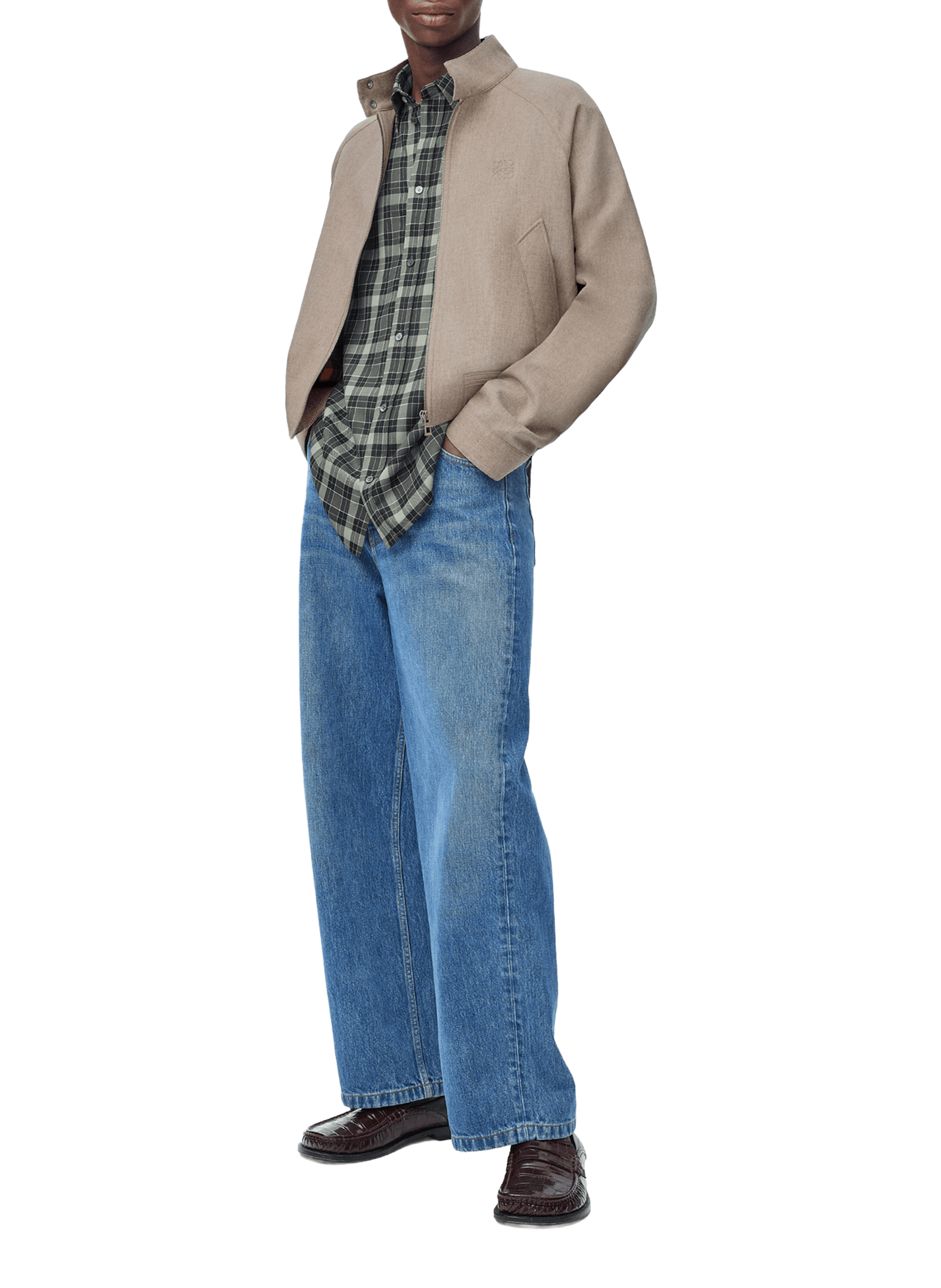 Zip-up jacket with high collar in wool and cashmere LOEWE Beige