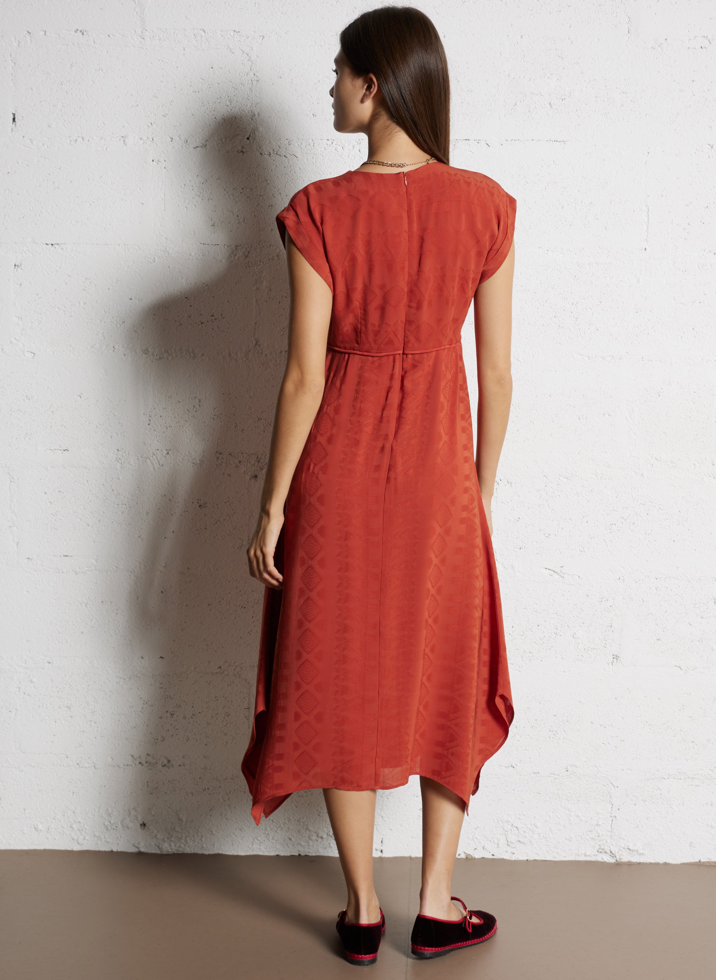 Robe midi col rond en jacquard inaia Marron