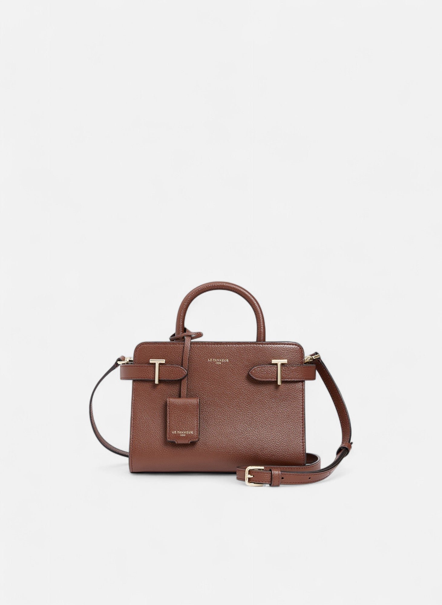 Petit sac à main emilie en cuir grainé LE TANNEUR Marron