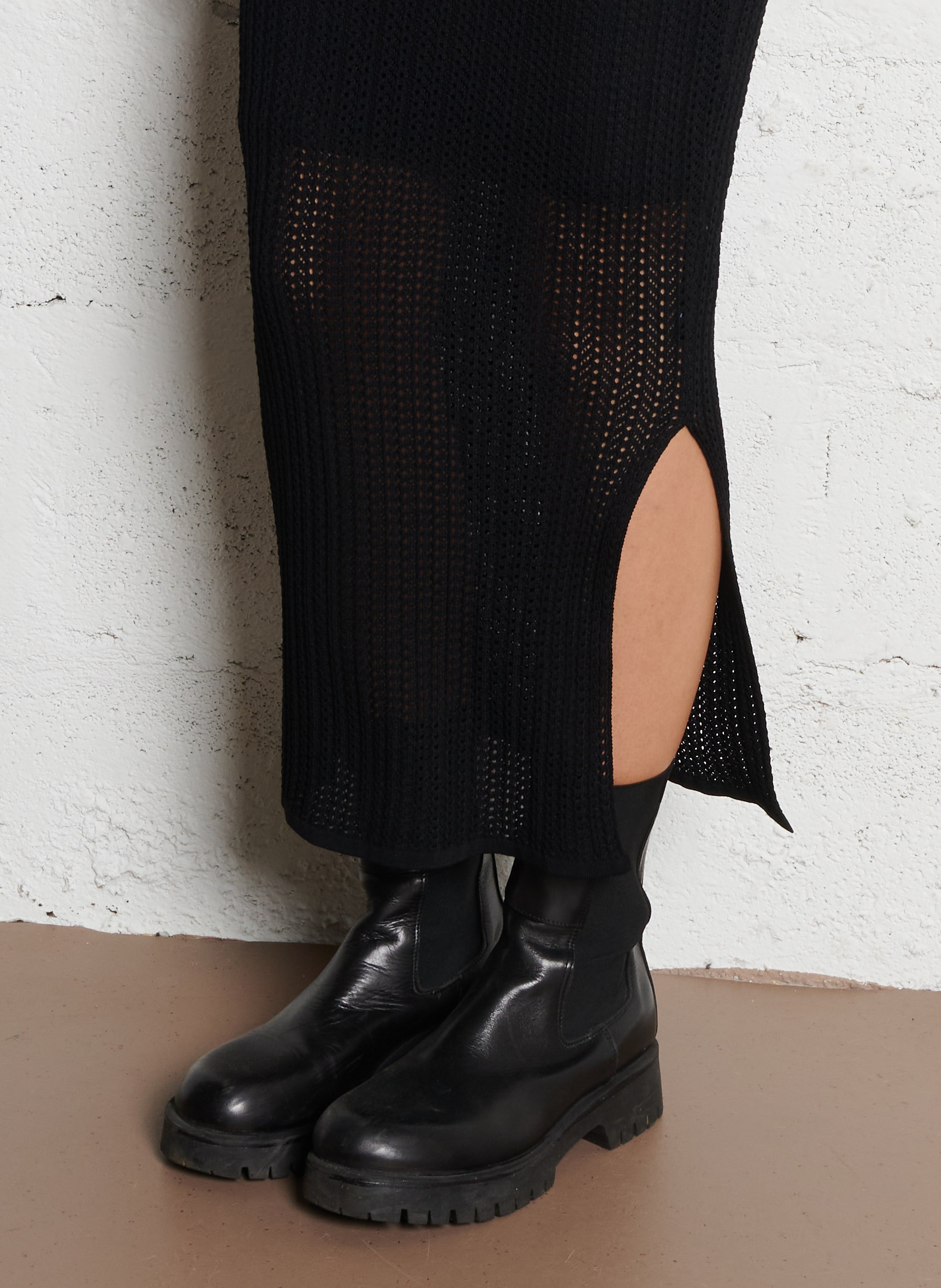 Robe longue col rond IKKS Noir