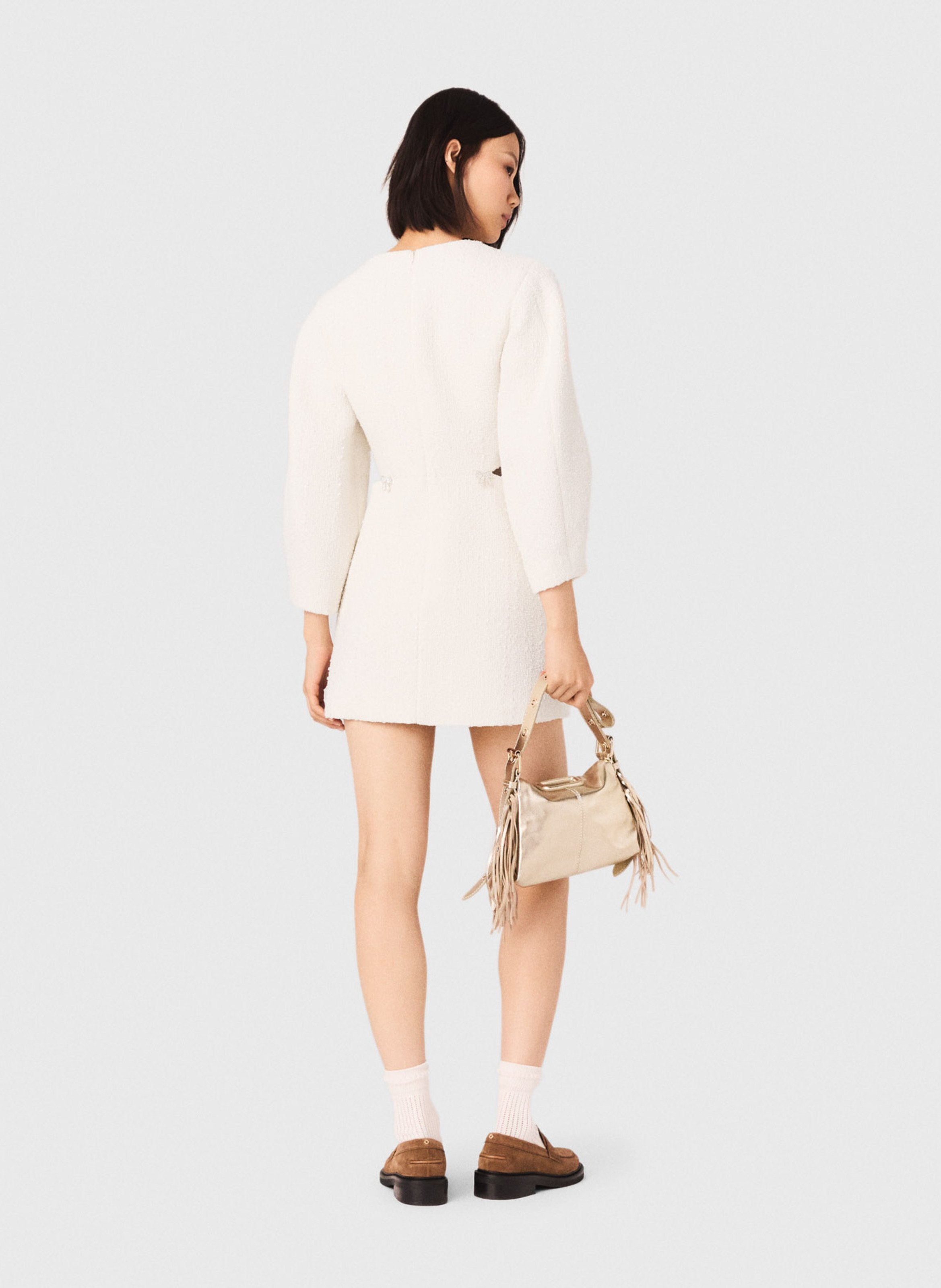 Robe longue droite en coton mélangé MAJE Beige