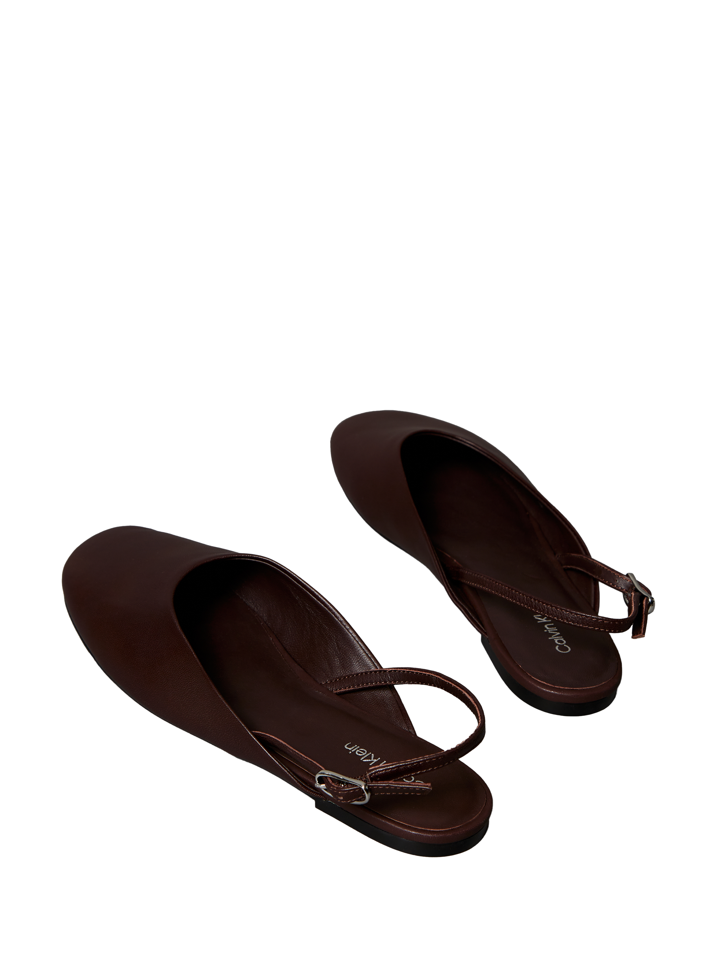 Leather slingback ballerina flats CALVIN KLEIN Brown
