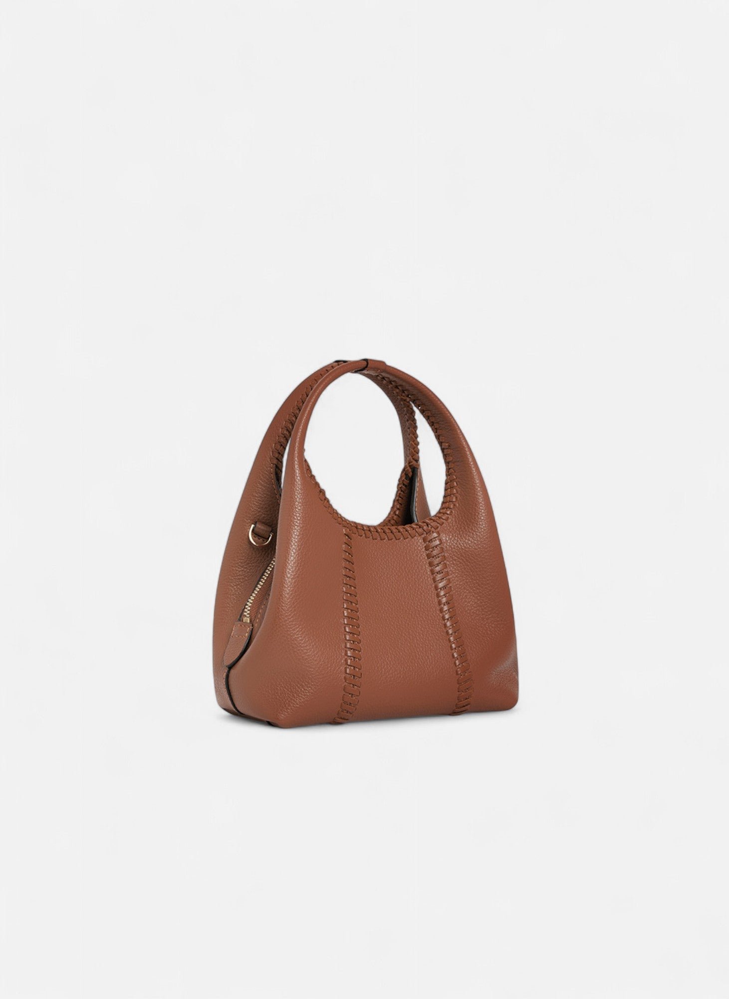 Mini sac à main juliette en cuir grainé avec surpiqûres LE TANNEUR Marron