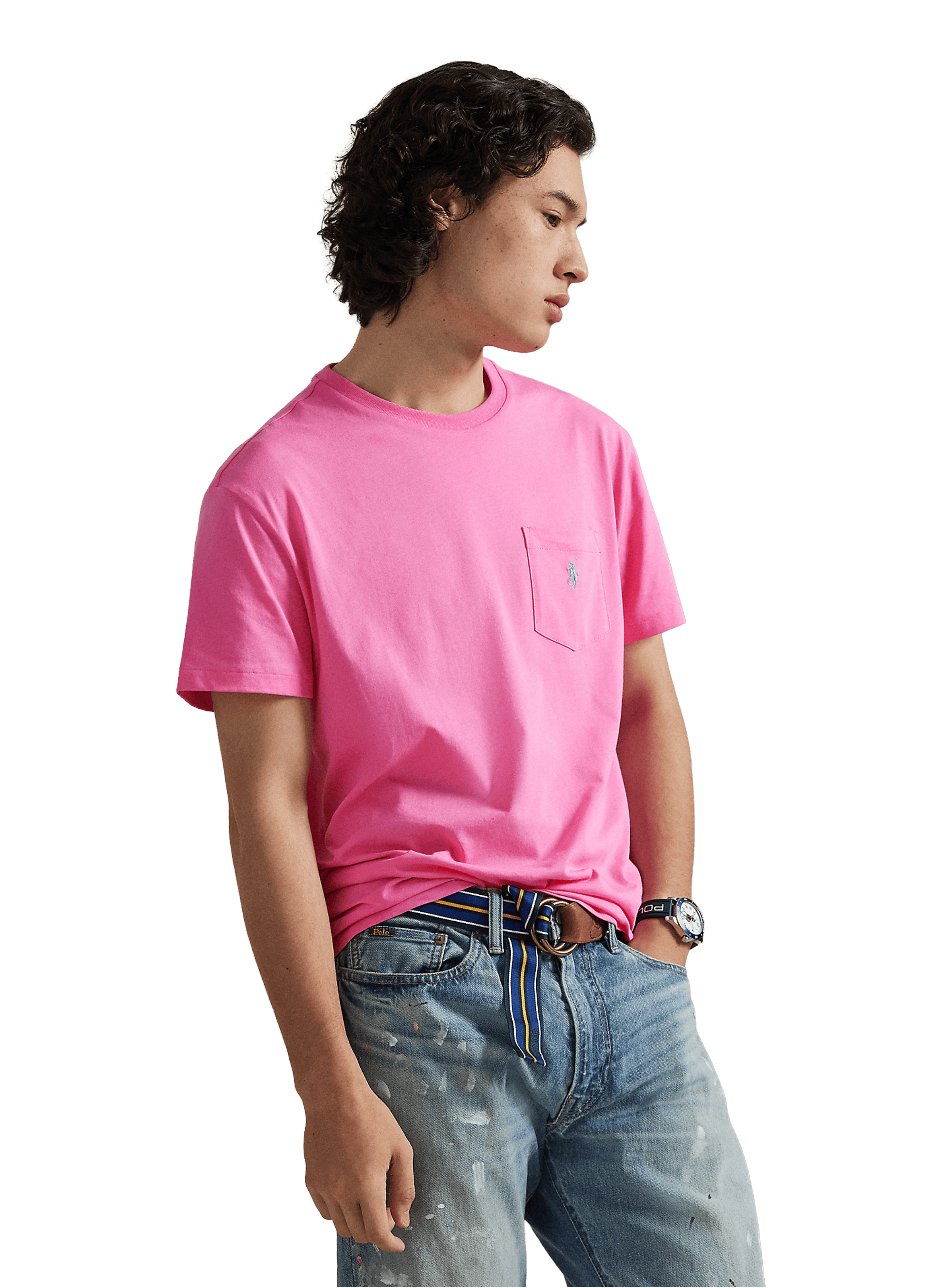 T-shirt slim en coton POLO RALPH LAUREN Rose