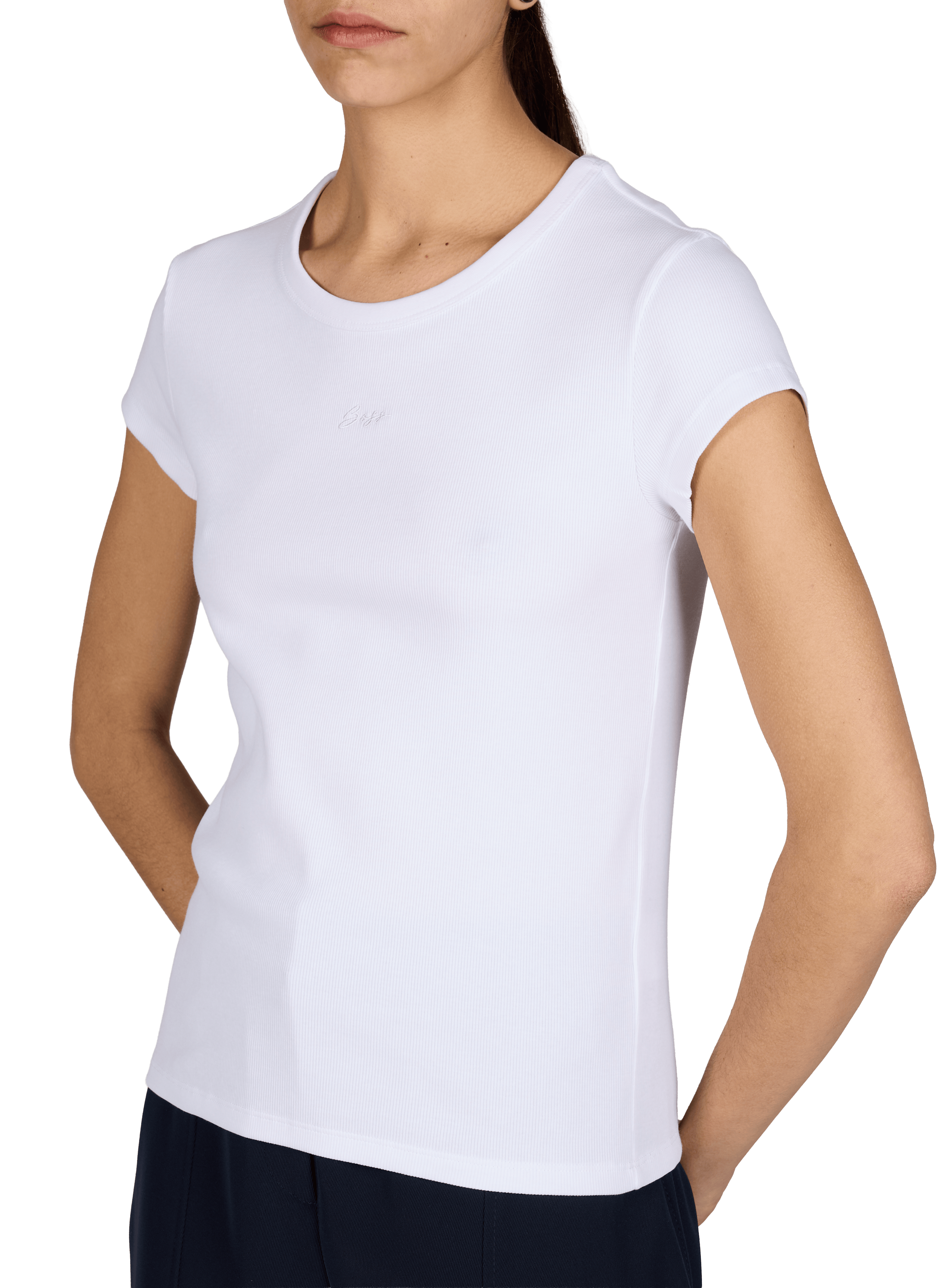 T-shirt à col rond en coton mélangé BOSS Blanc