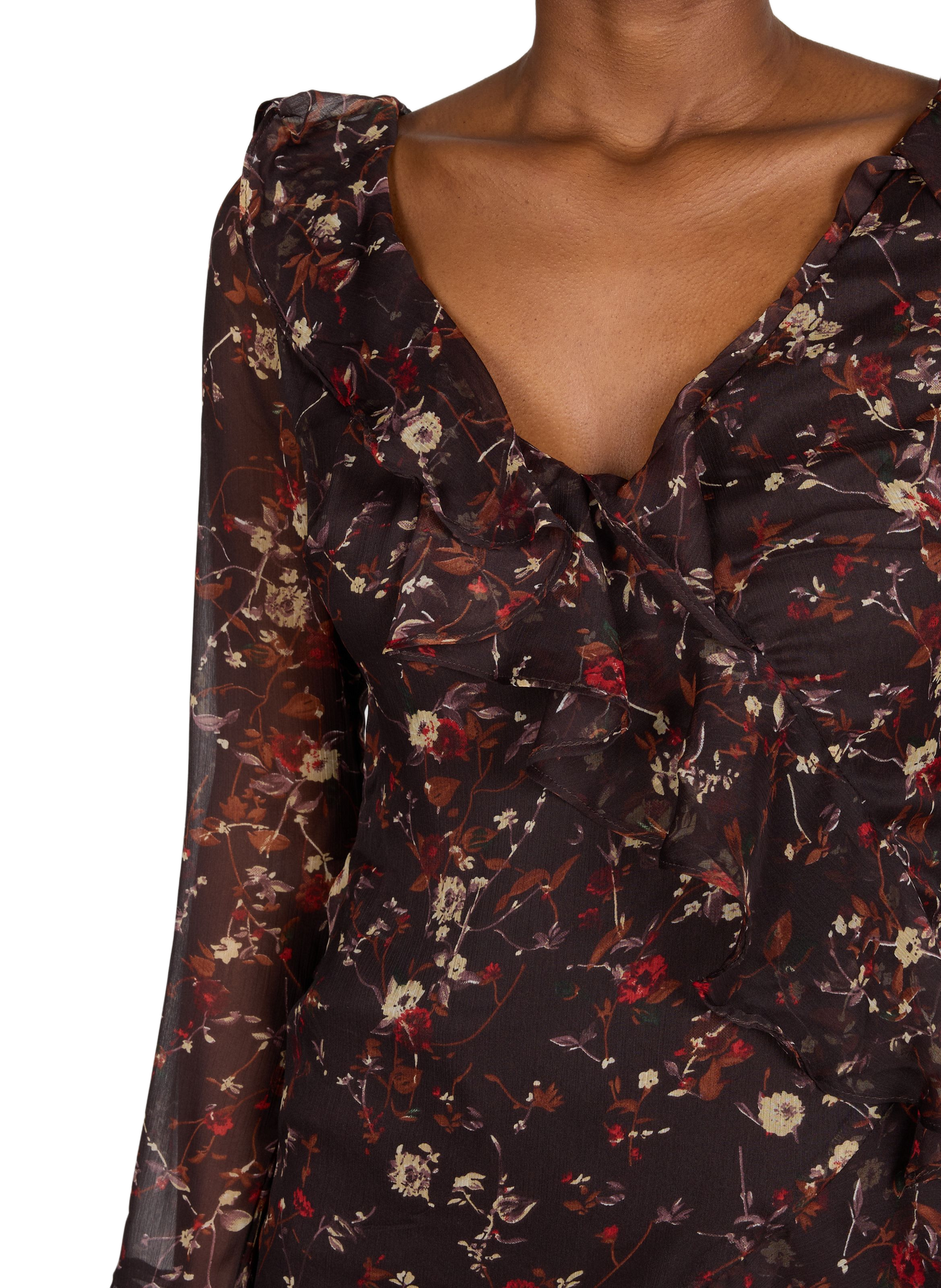 Short printed dress with ruffles Tsflora TOPSHOP Black