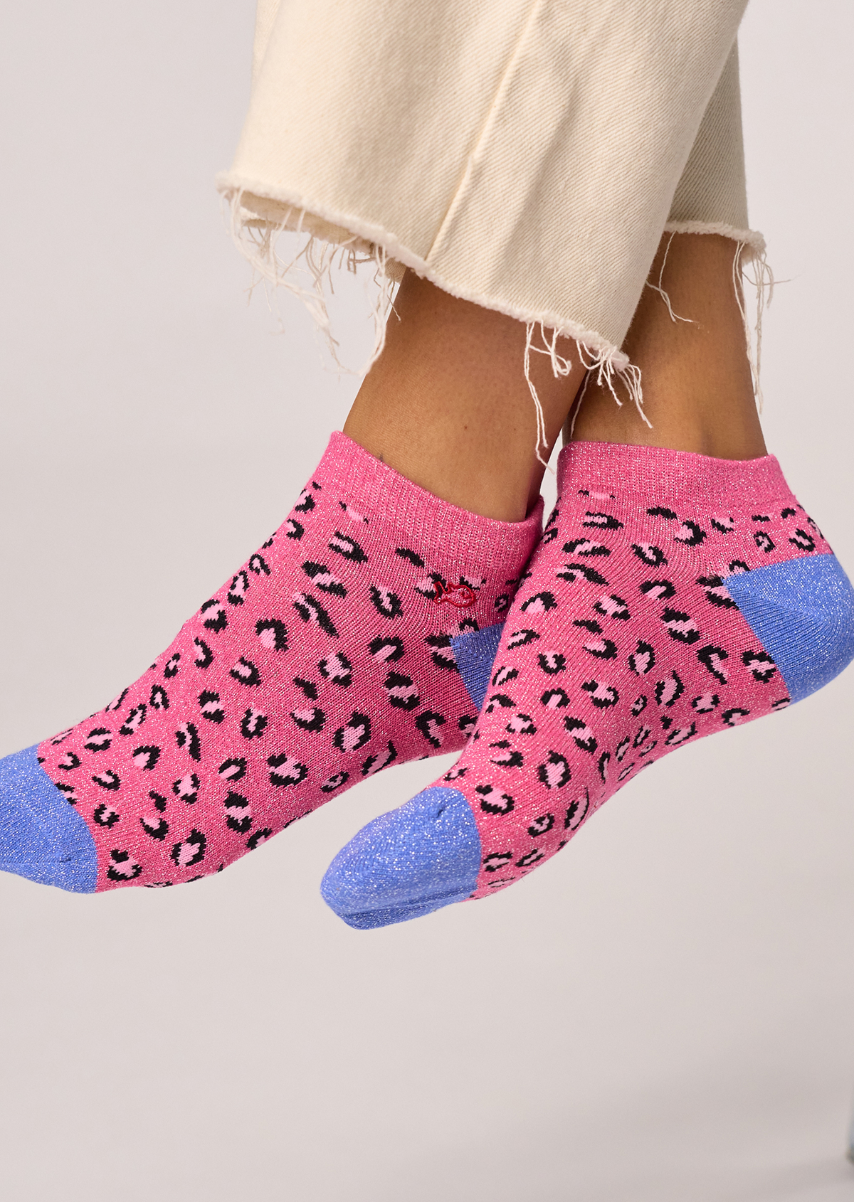 Socquettes en coton peigné leopard BILLYBELT Rose