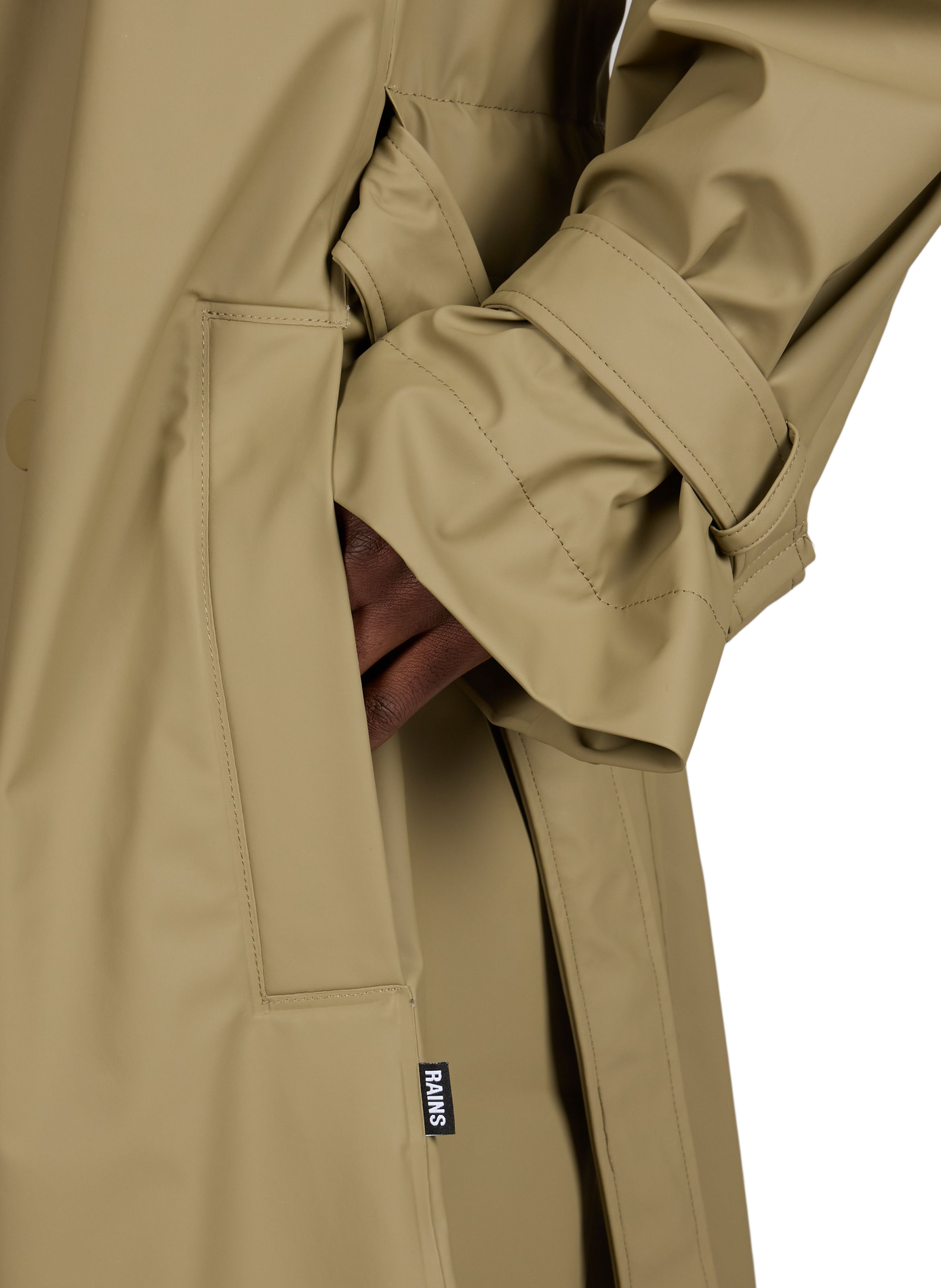 Long waterproof trench coat RAINS Green