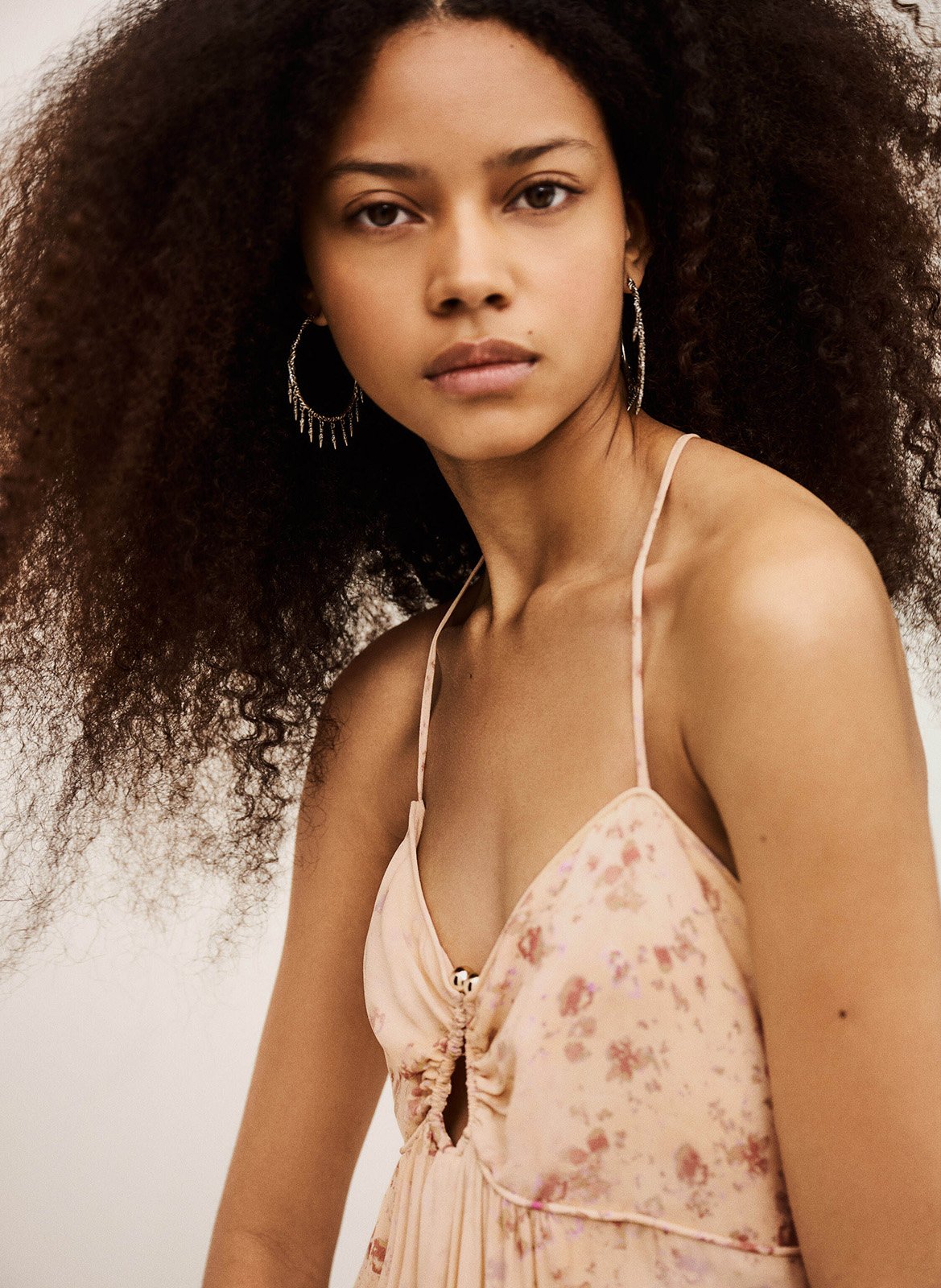 Robe longue évasée fluide natz BA&SH Beige