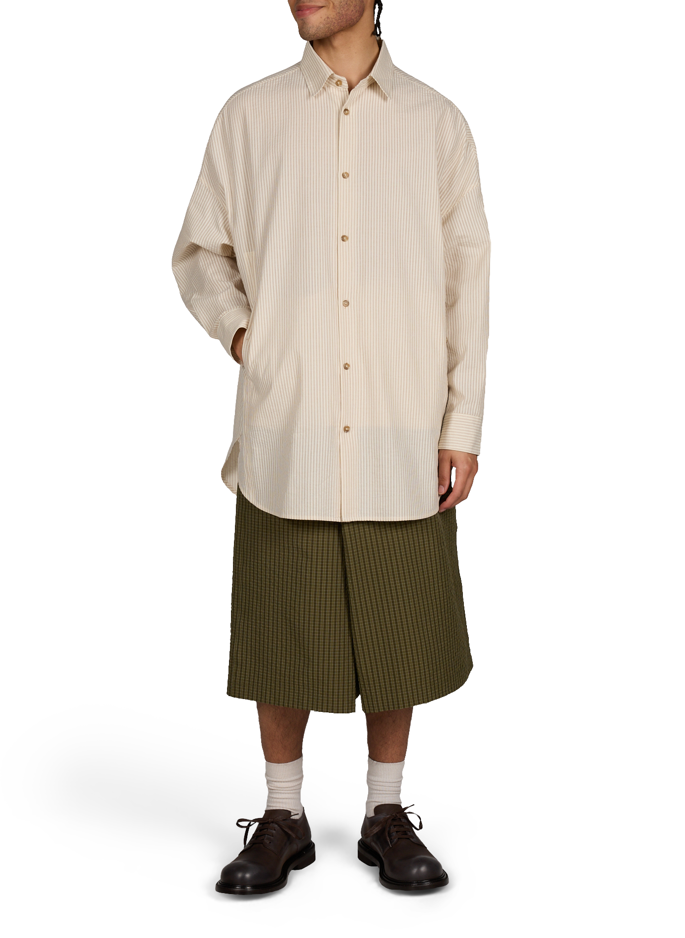 Camisa larga holgada a rayas MERELY MADE Beige