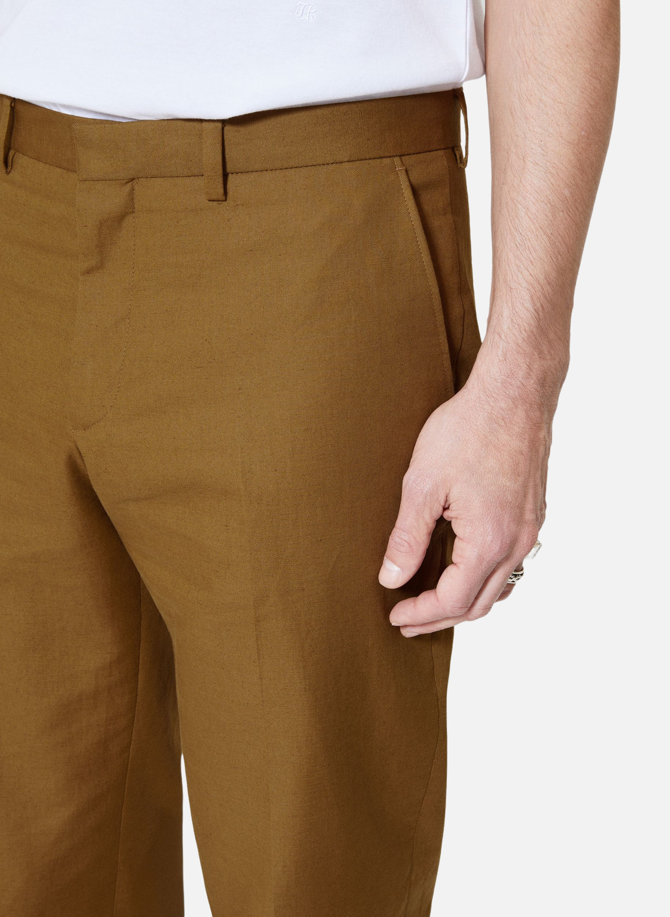 Pantalon de costume en coton lin THE KOOPLES Marron
