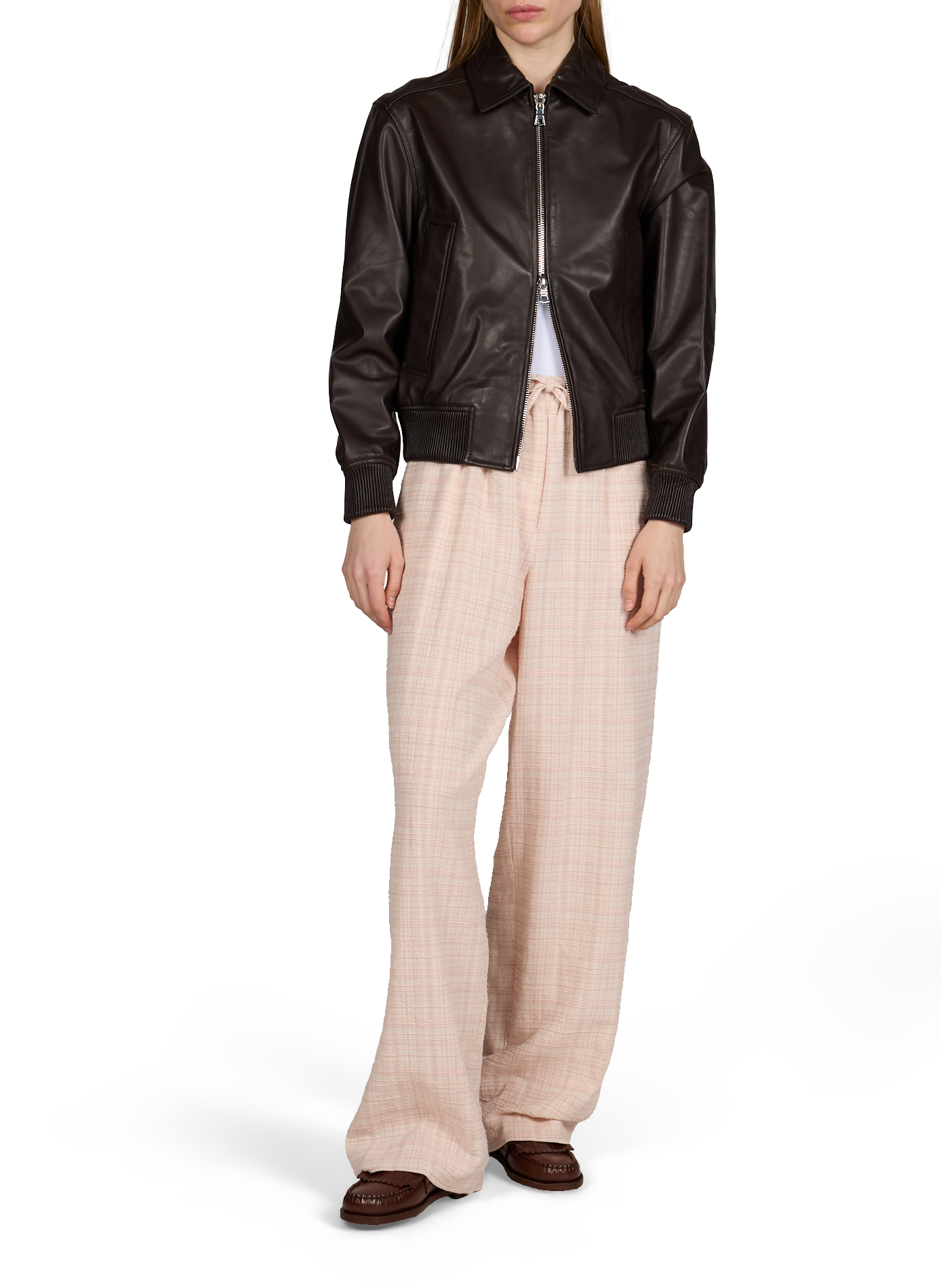 Pantalón Wilma a cuadros en mezcla de algodón OFFICINE GENERALE Rosa