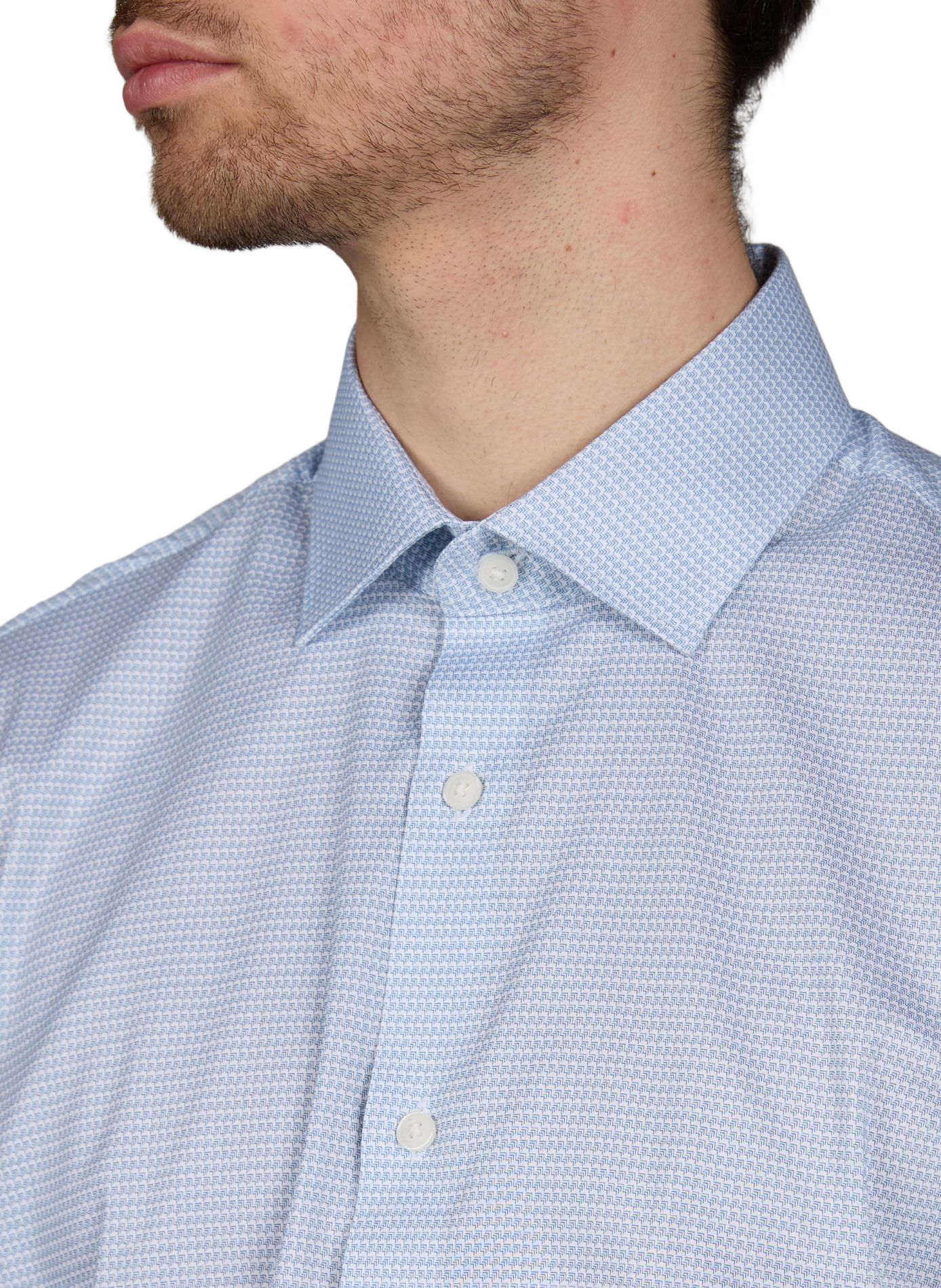 Chemise droite jacquard en coton mélangé PIERRE CARDIN Bleu