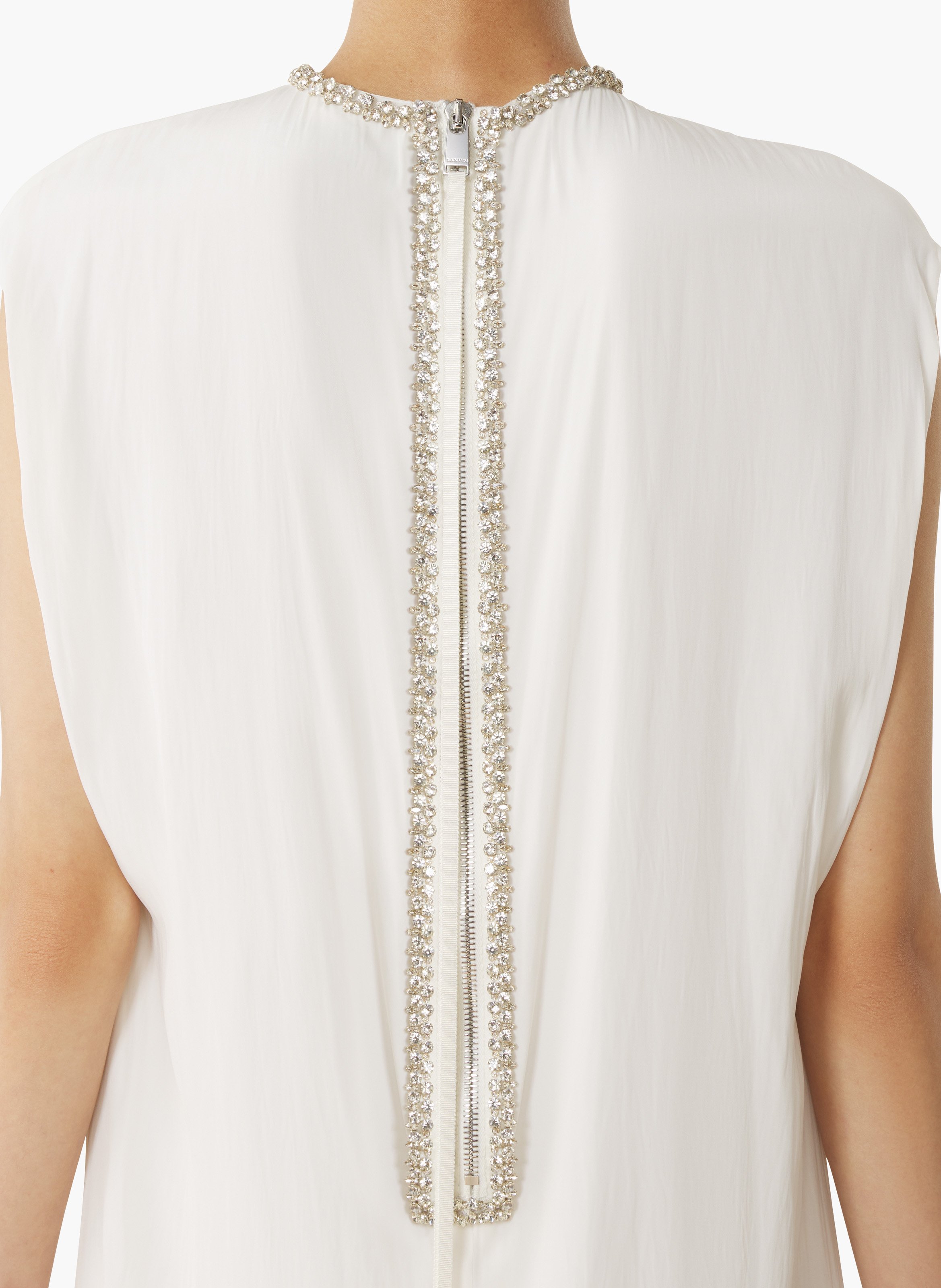Robe brodée en charmeuse LANVIN Blanc