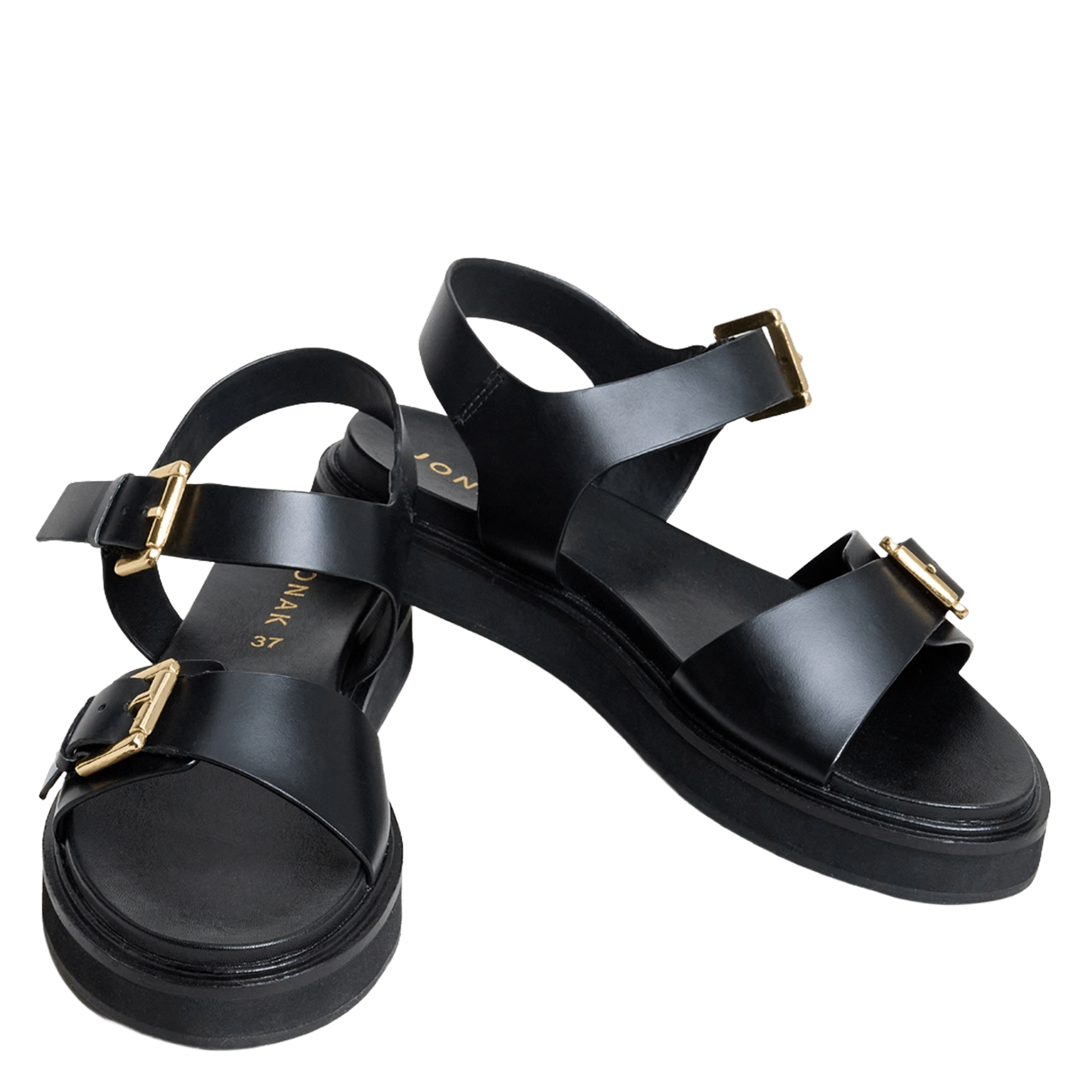 Sandales à doubles lanières en cuir waf JONAK Noir