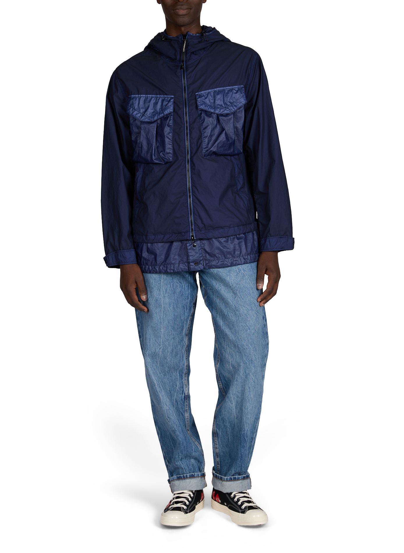 Bi-TM Mixed Goggle Hooded Jacket CP COMPANY Blue