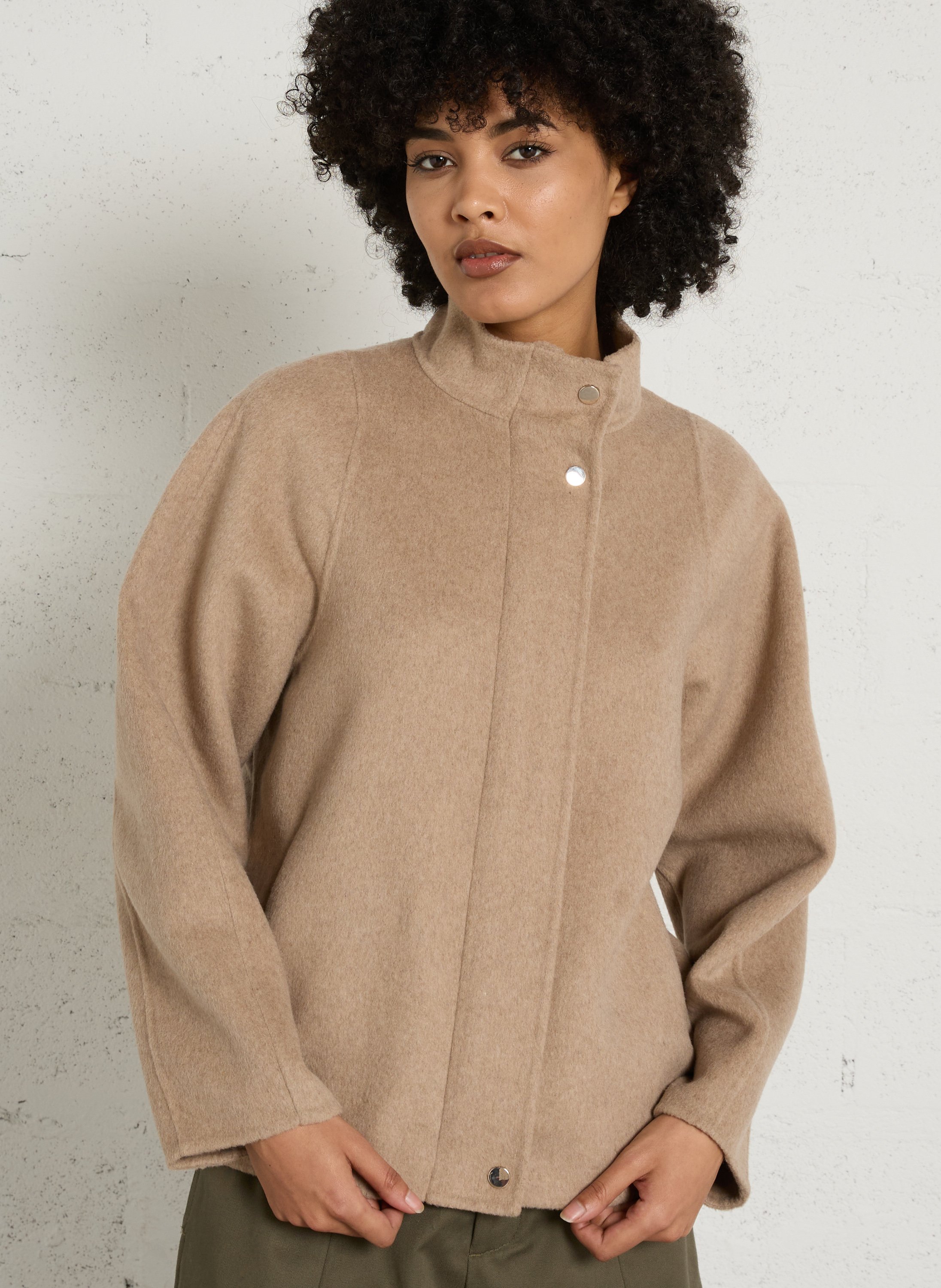 Manteau droit col montant zippé felicity MAISON 123 Gris