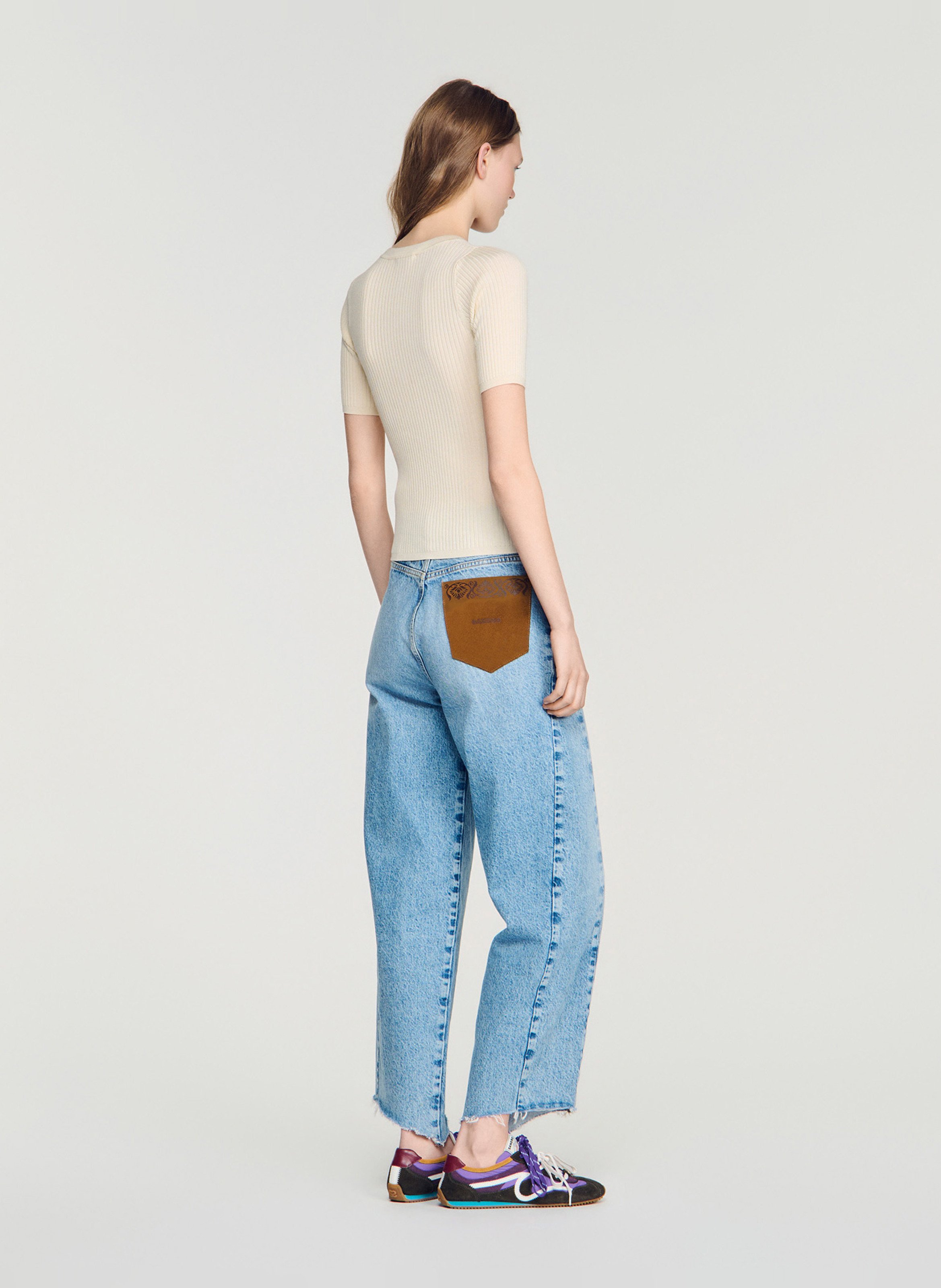 Pull cotelé près du corps SANDRO Beige