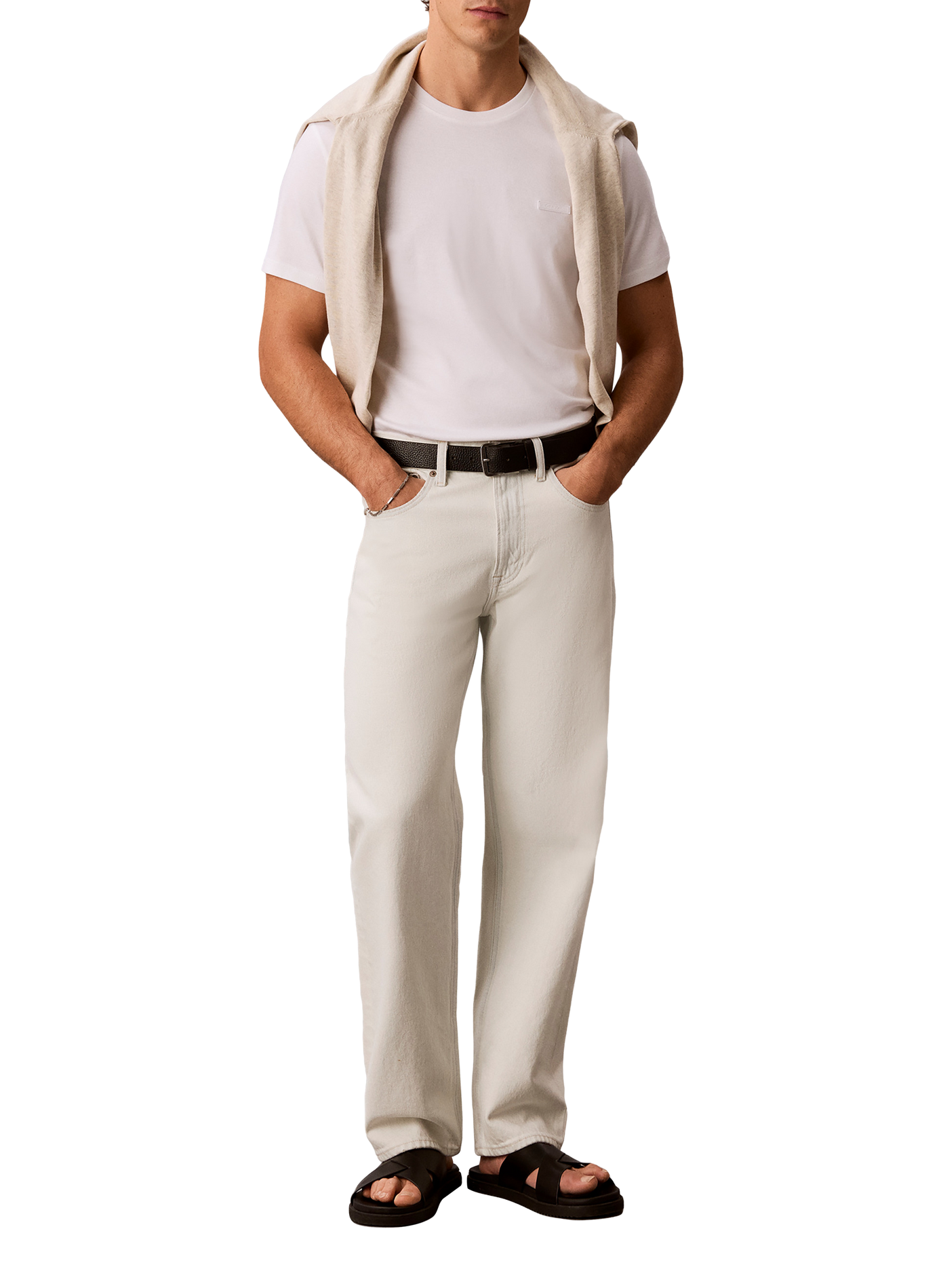 Gerades T-Shirt mit kurzen Ärmeln aus Baumwolle CALVIN KLEIN Weiss