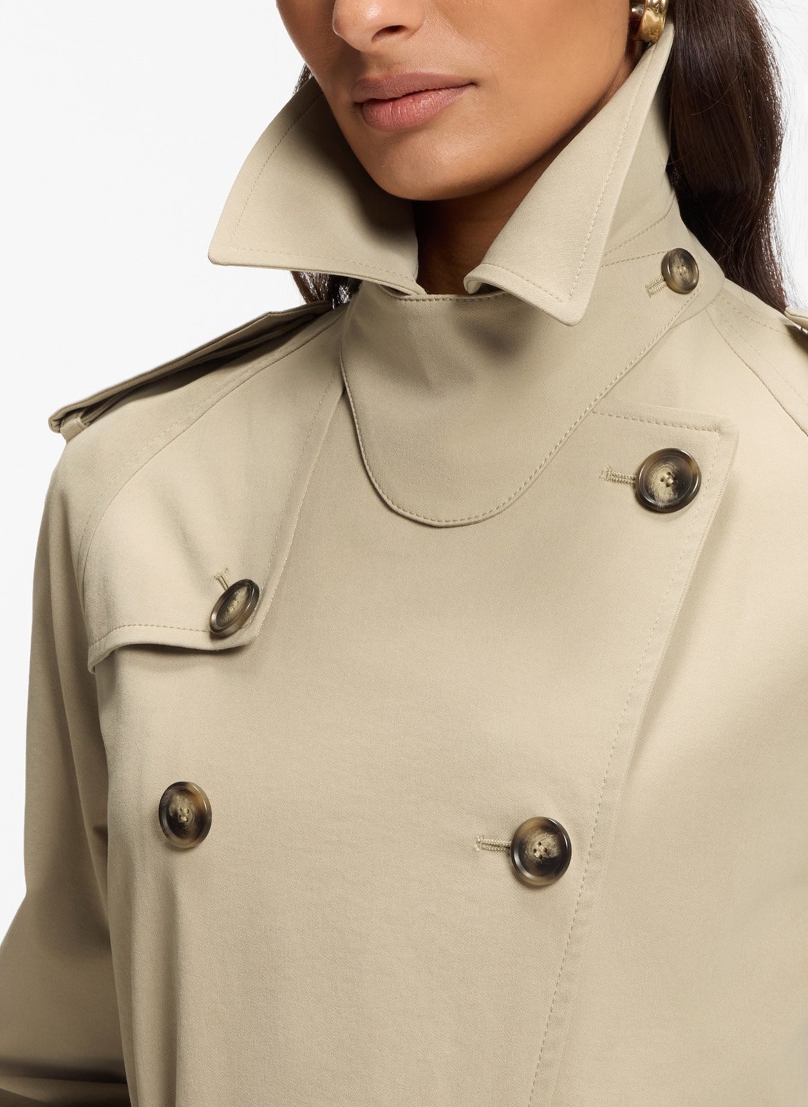 Trench mi-long ceinturé uni BOSS Beige