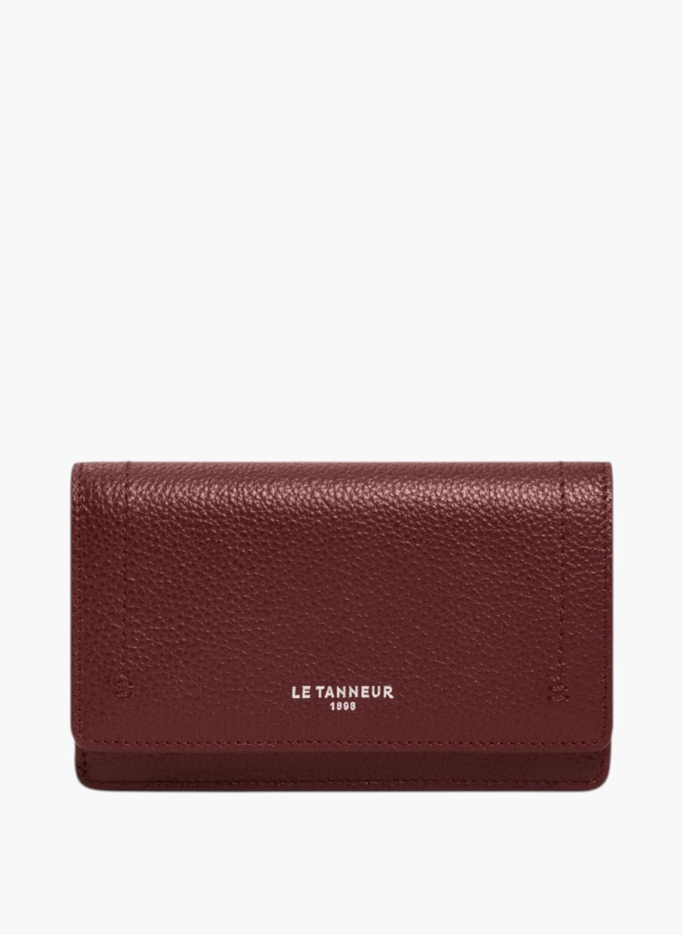 Porte cartes à rabat moyen modèle louison en cuir grainé LE TANNEUR Rouge