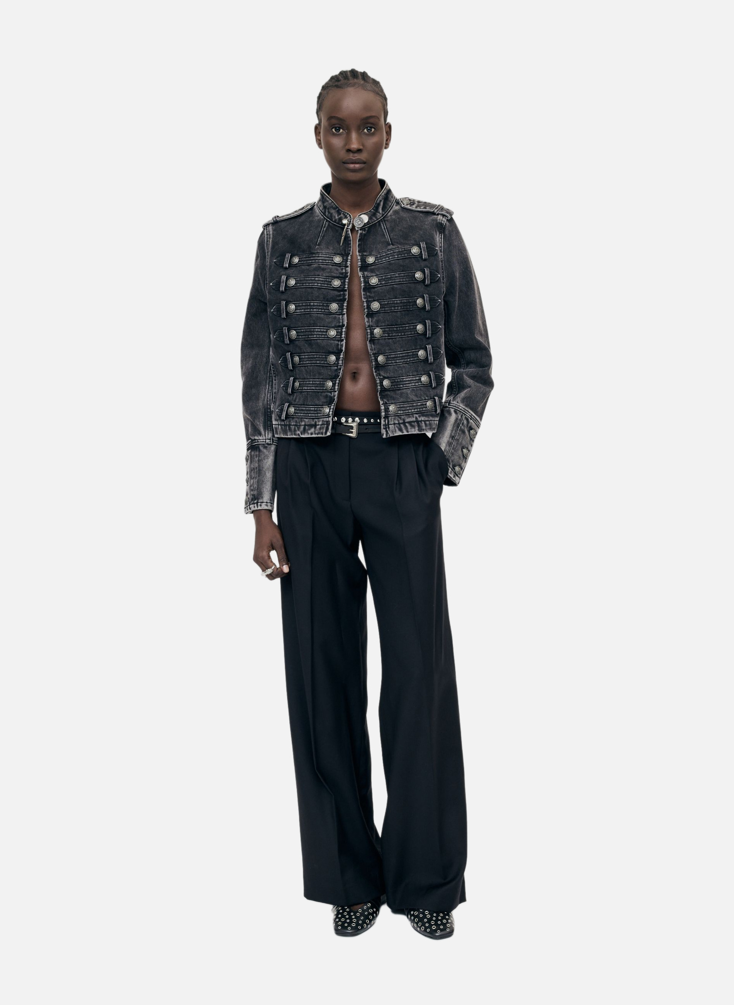 Blouson style officier en denim THE KOOPLES Noir