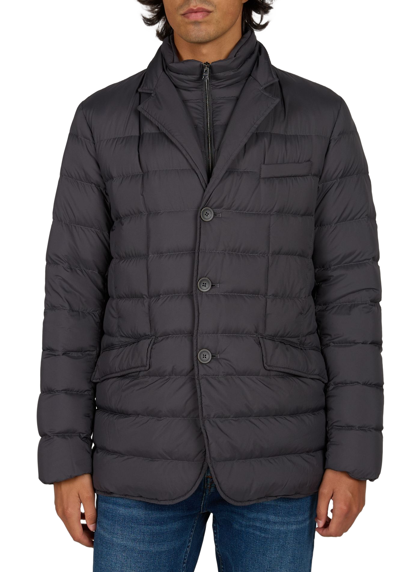 Straight puffer jacket with high neck HERNO Grey