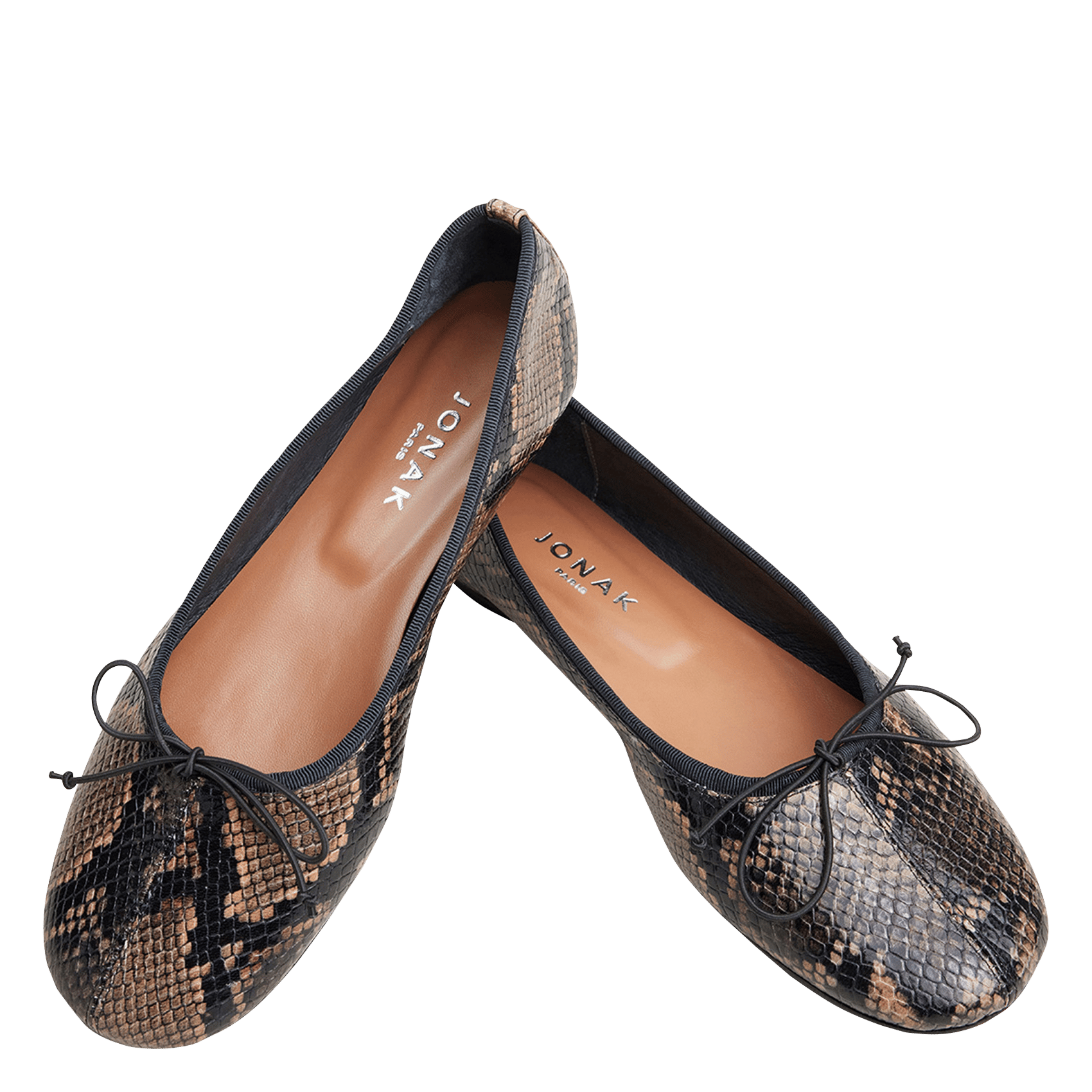 Ballerines python en cuir dallette JONAK Marron