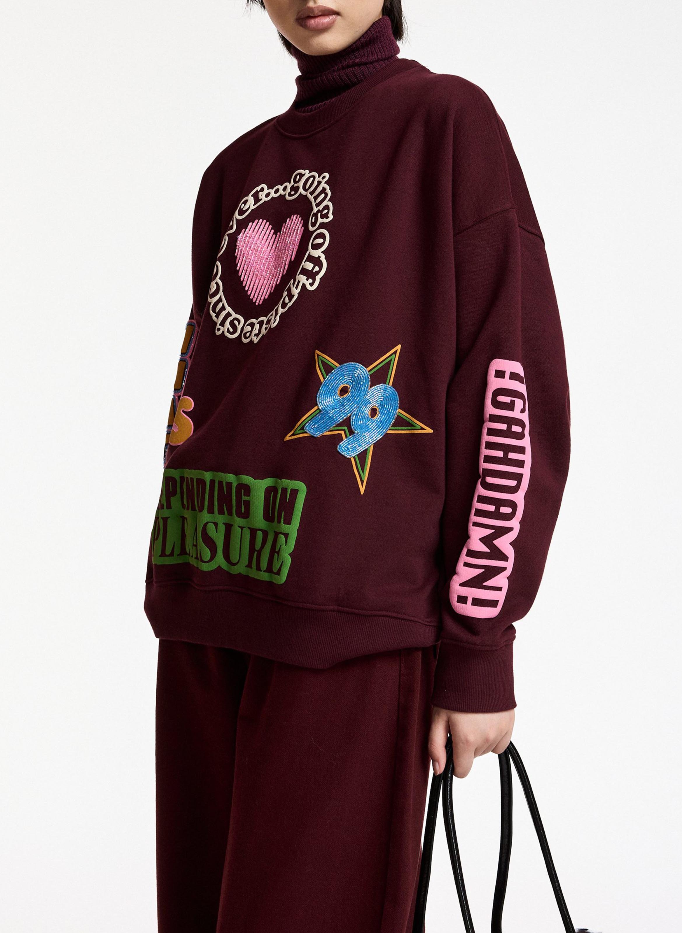 Sweat ample col rond imprimé en coton kampus ESSENTIEL ANTWERP Rouge