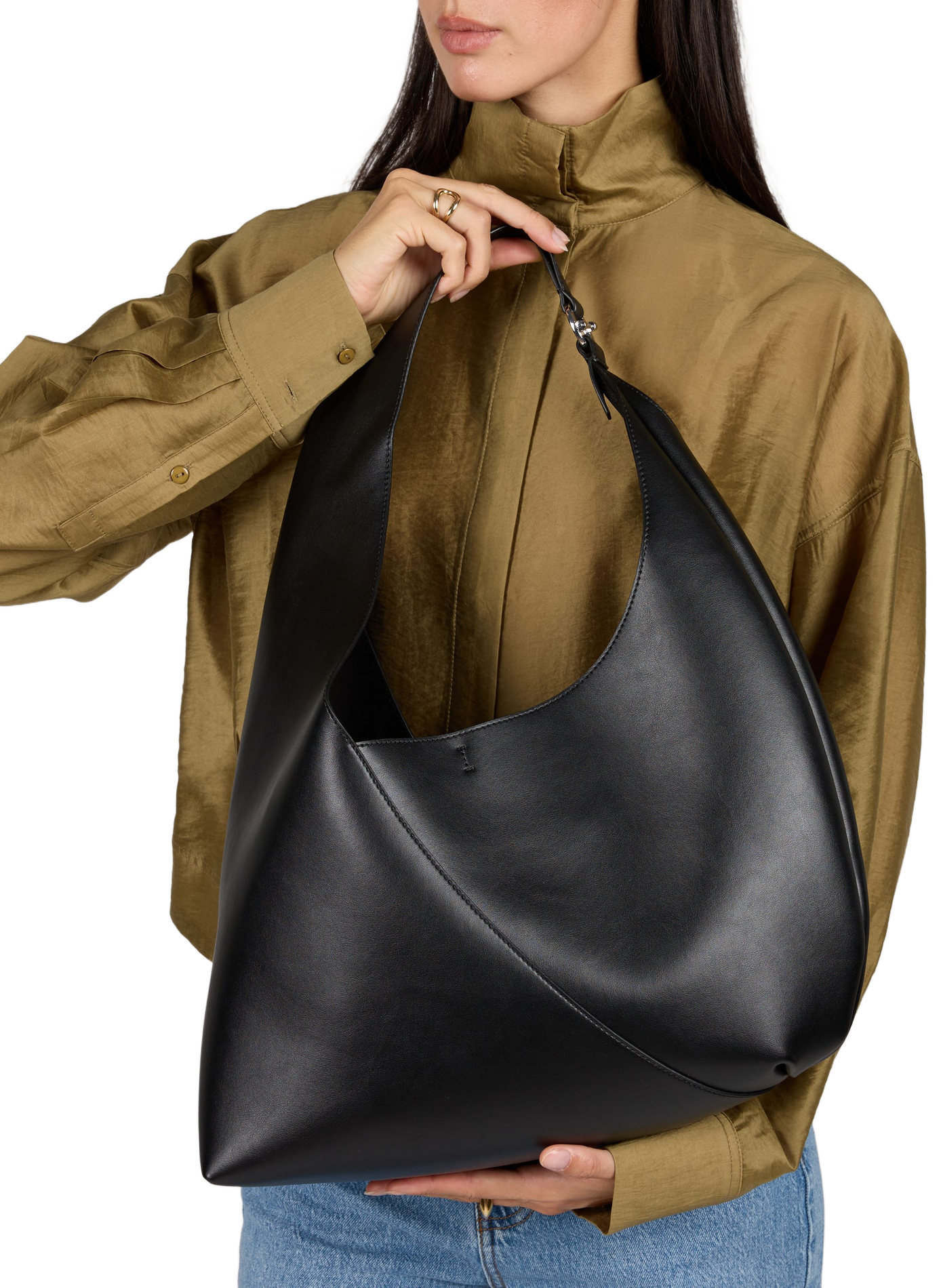 Mixed leather tote bag SAMSOE SAMSOE Black