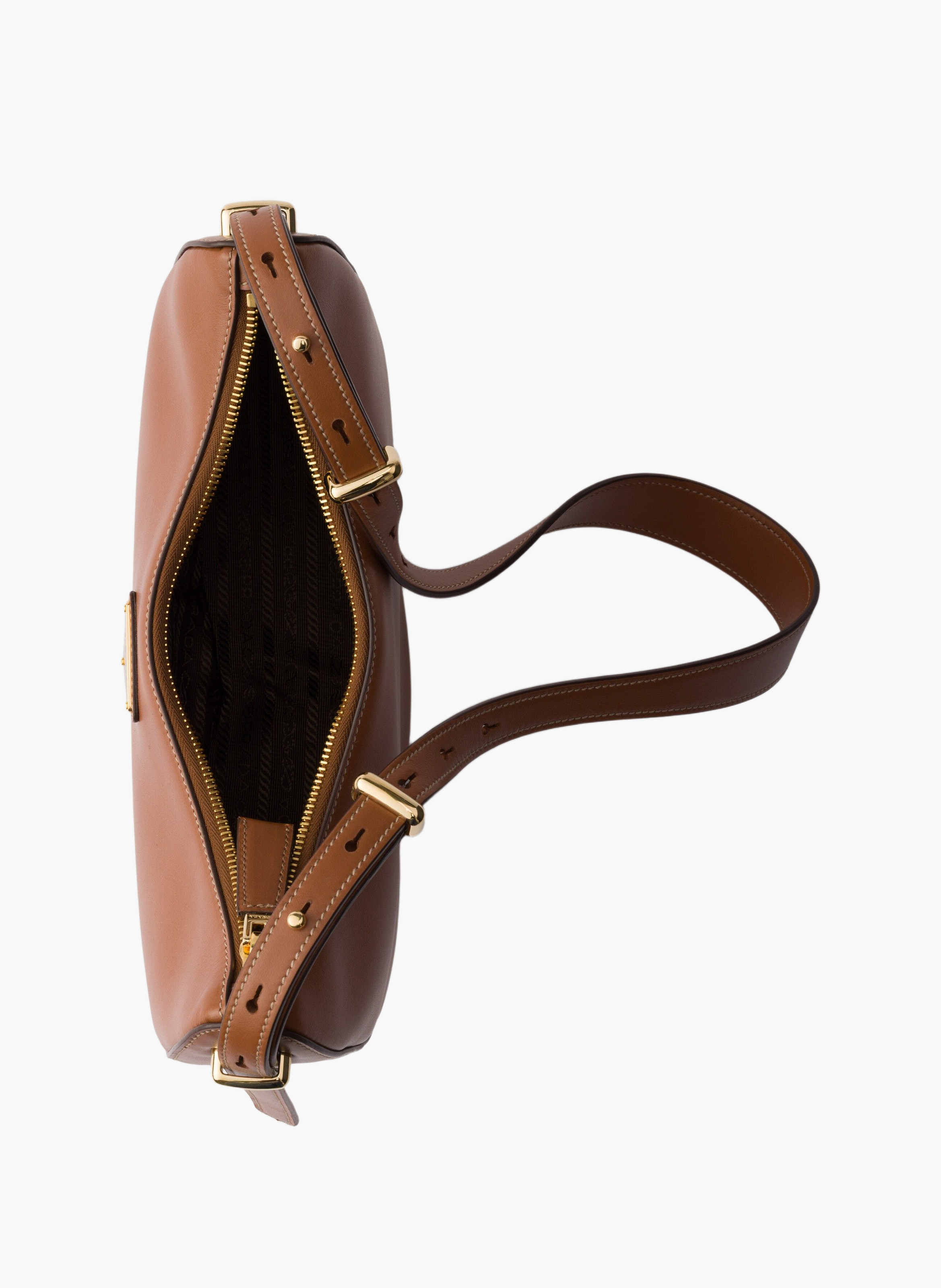 Petit sac porté épaule prada arqué en cuir PRADA Marron