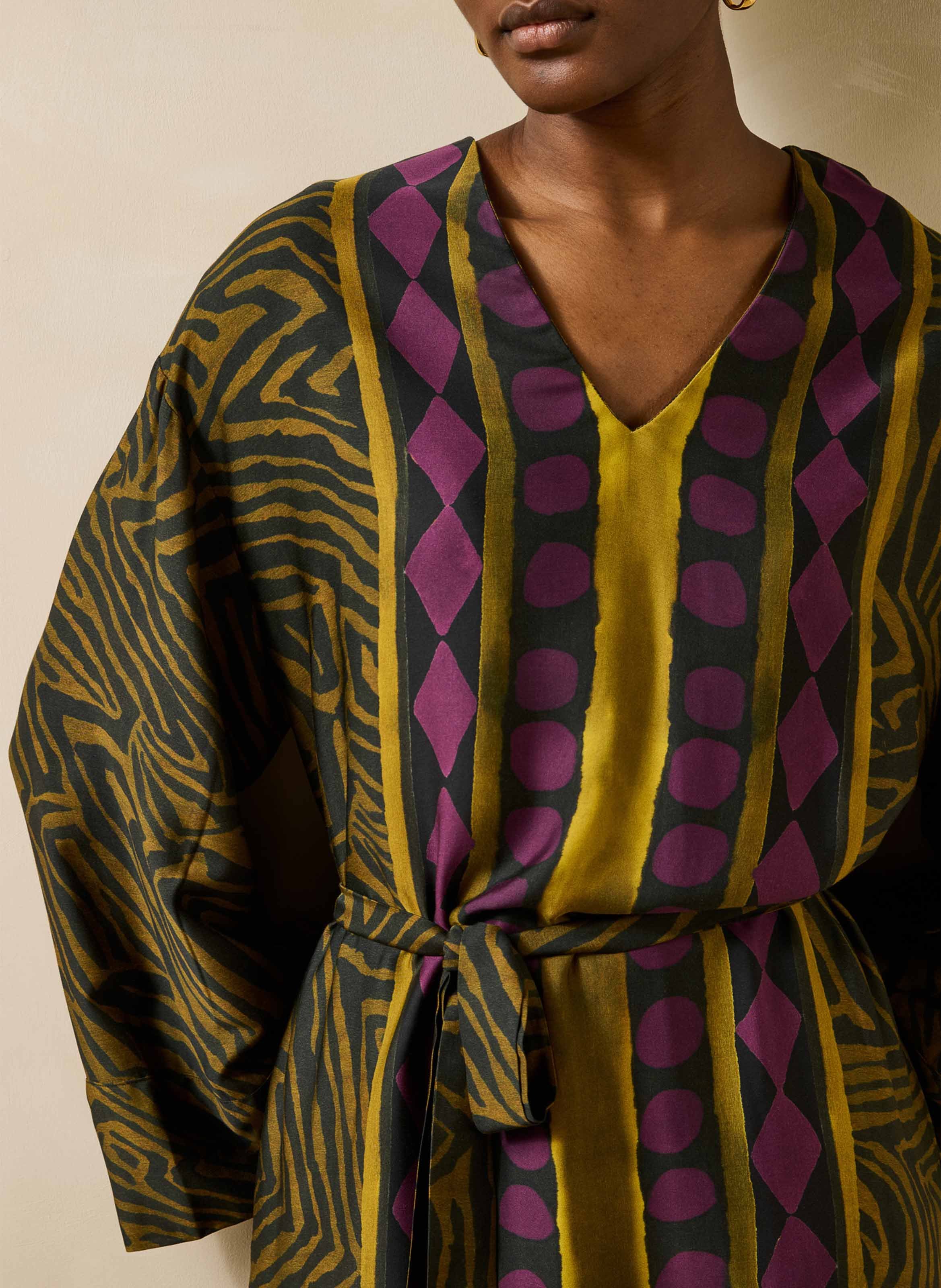 Lange jurk met print en ceintuur LA FEE MARABOUTEE Veelkleurig