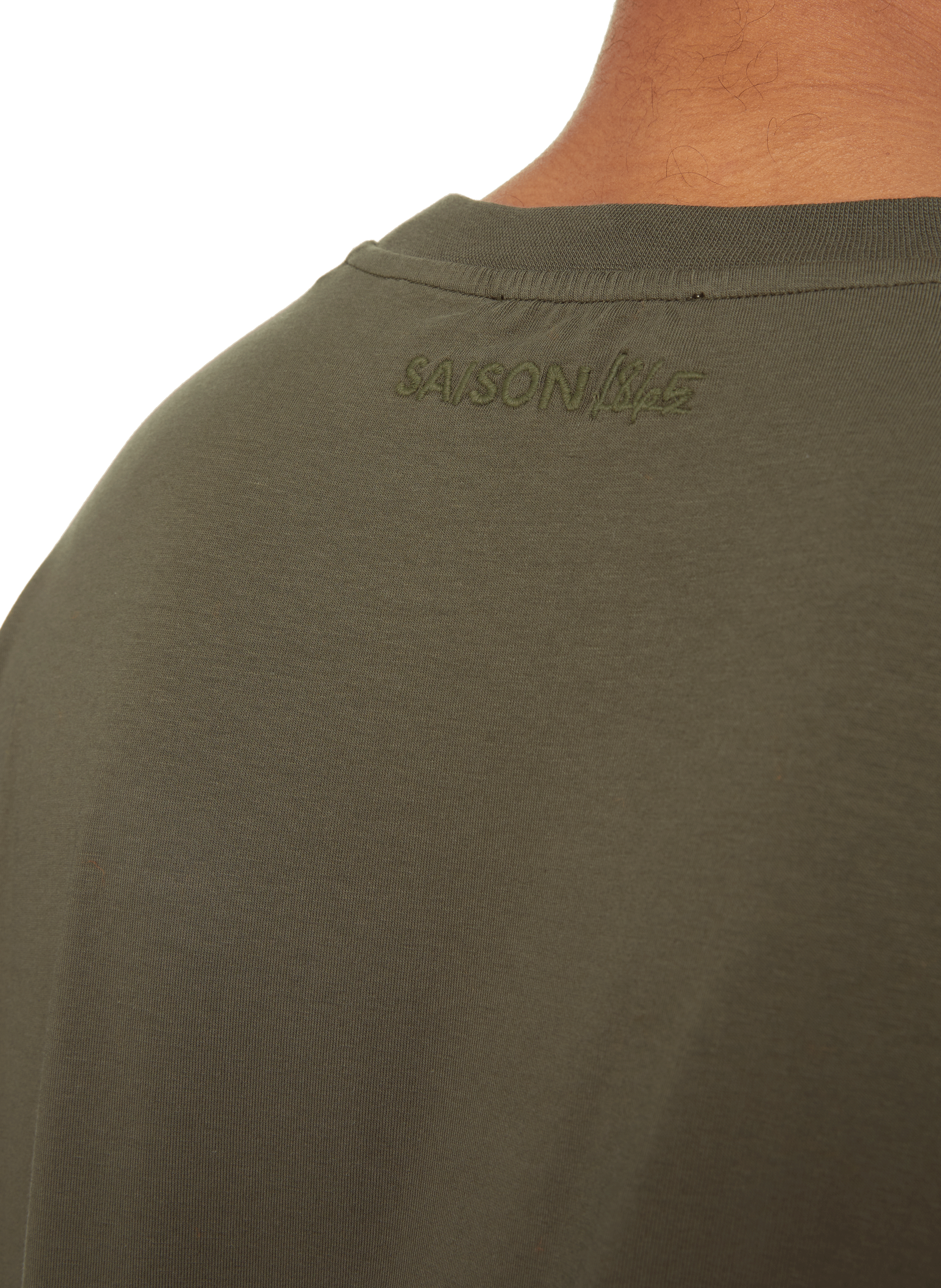 T-shirt Baff col rond en coton mélangé SAISON 1865 Vert