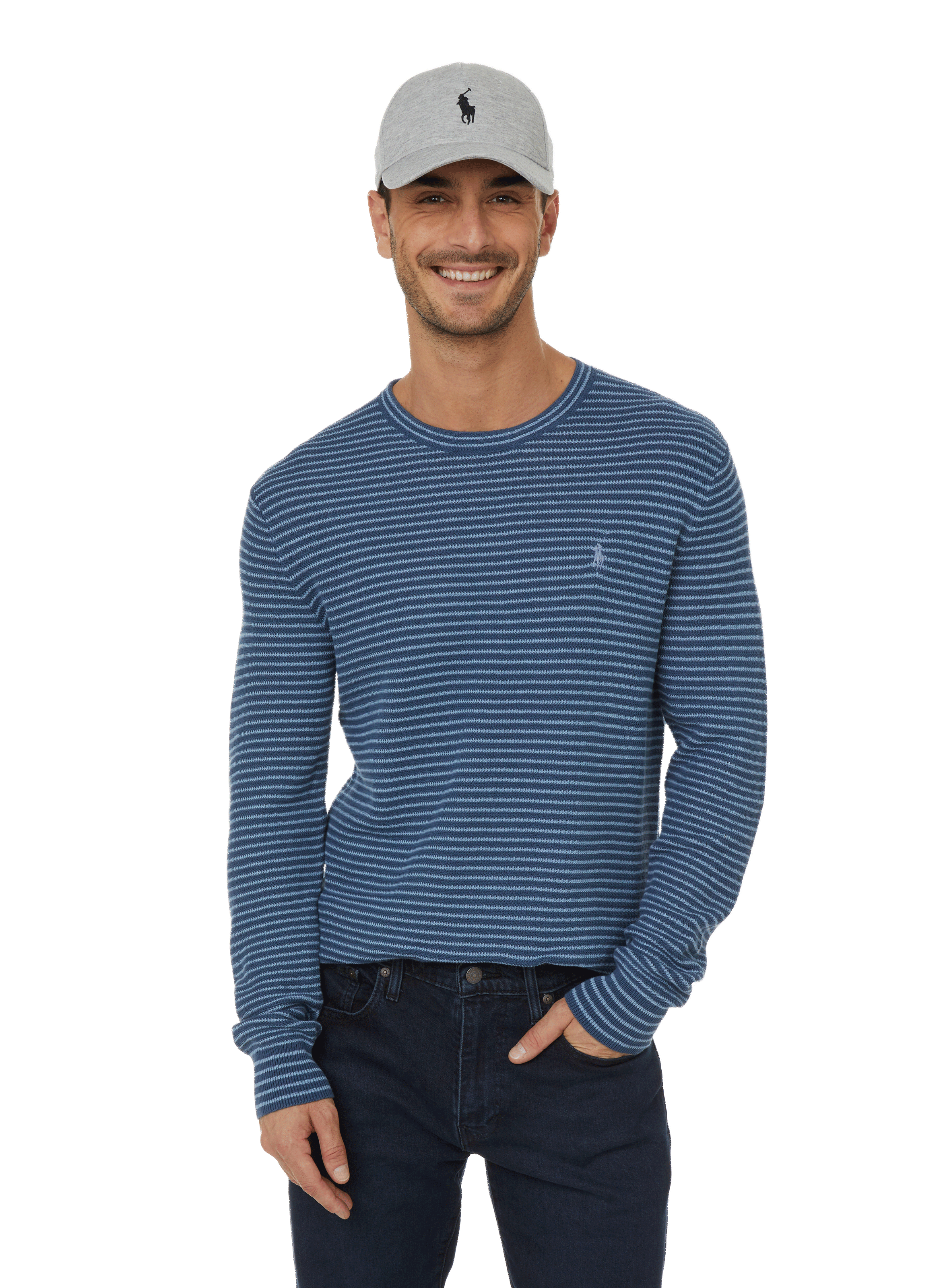 POLO RALPH LAUREN Pull en coton et lin mélangé Bleu