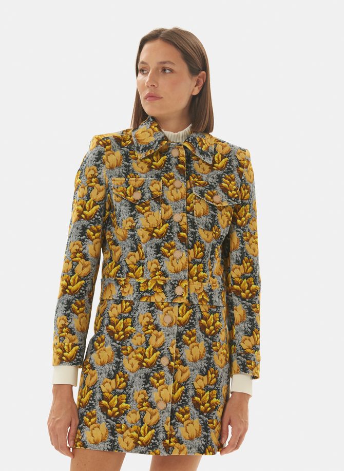 Veste droite motif floral longueur standard manches longues col chemise - vascano TARA JARMON