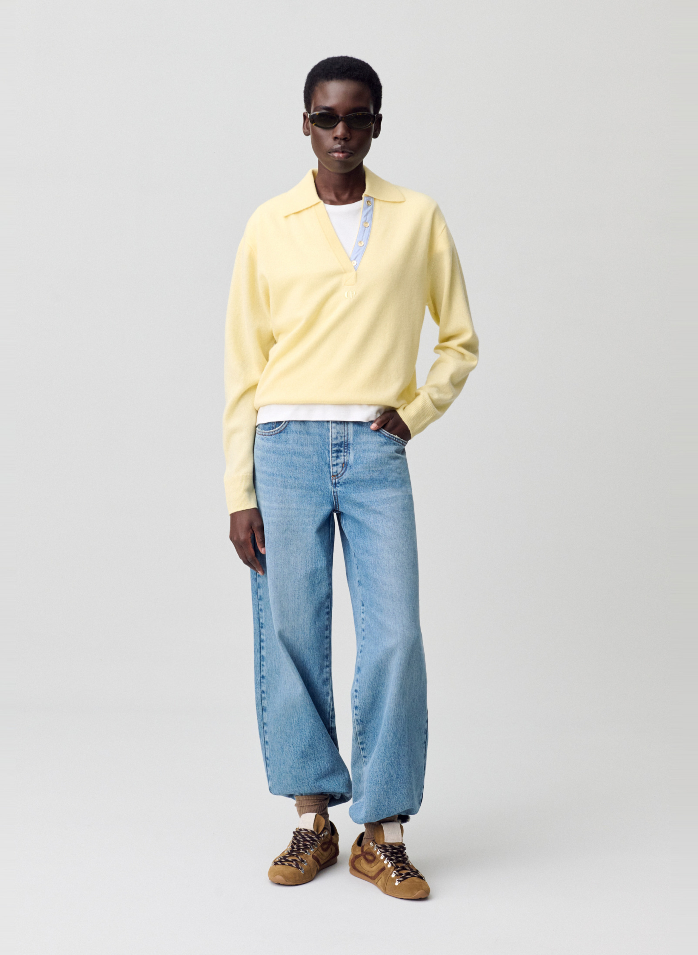 Polo droit en laine mélangée CLAUDIE PIERLOT Jaune