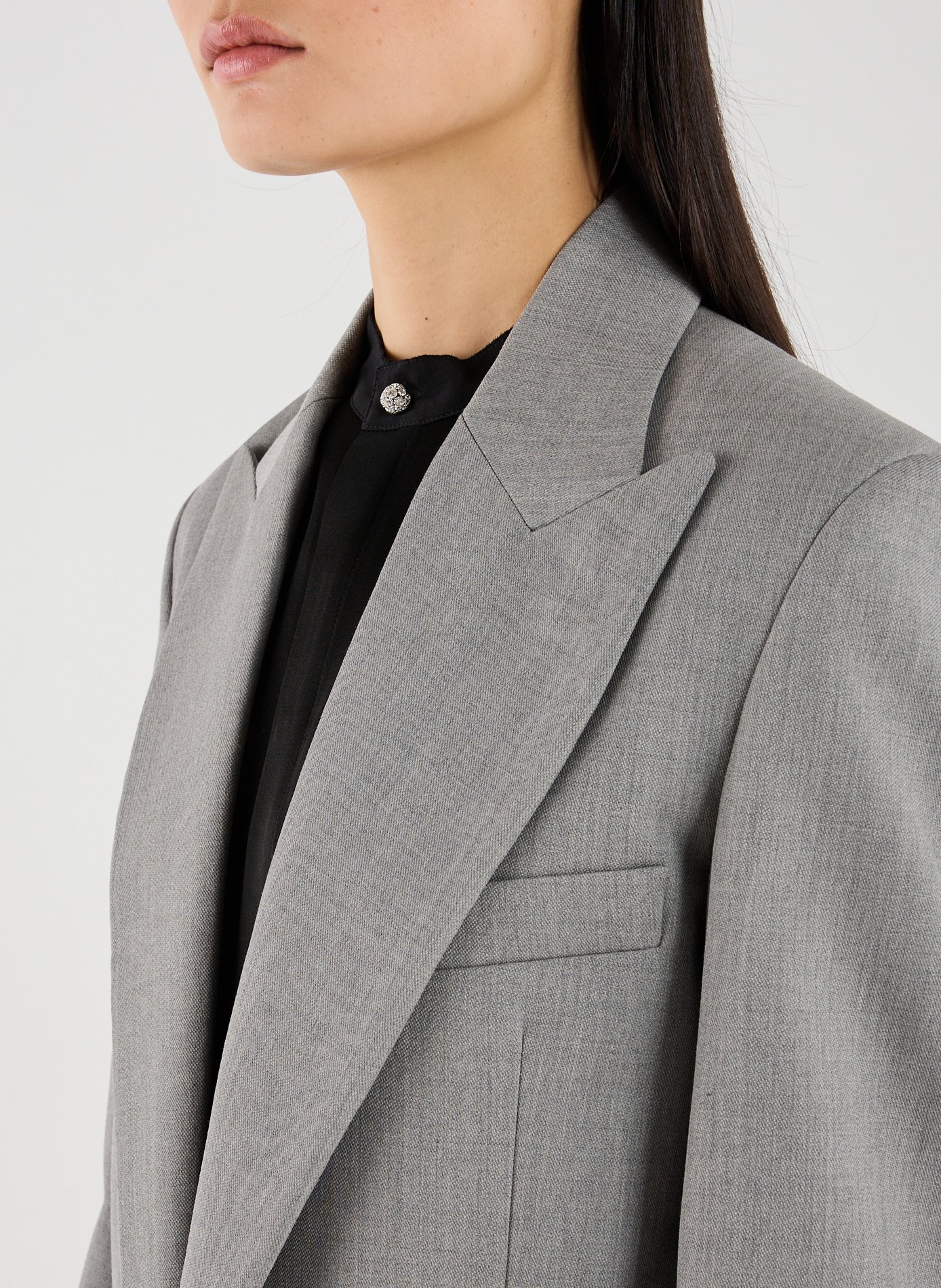 Wool blend blazer with notched lapels VICTORIA BECKHAM Grey