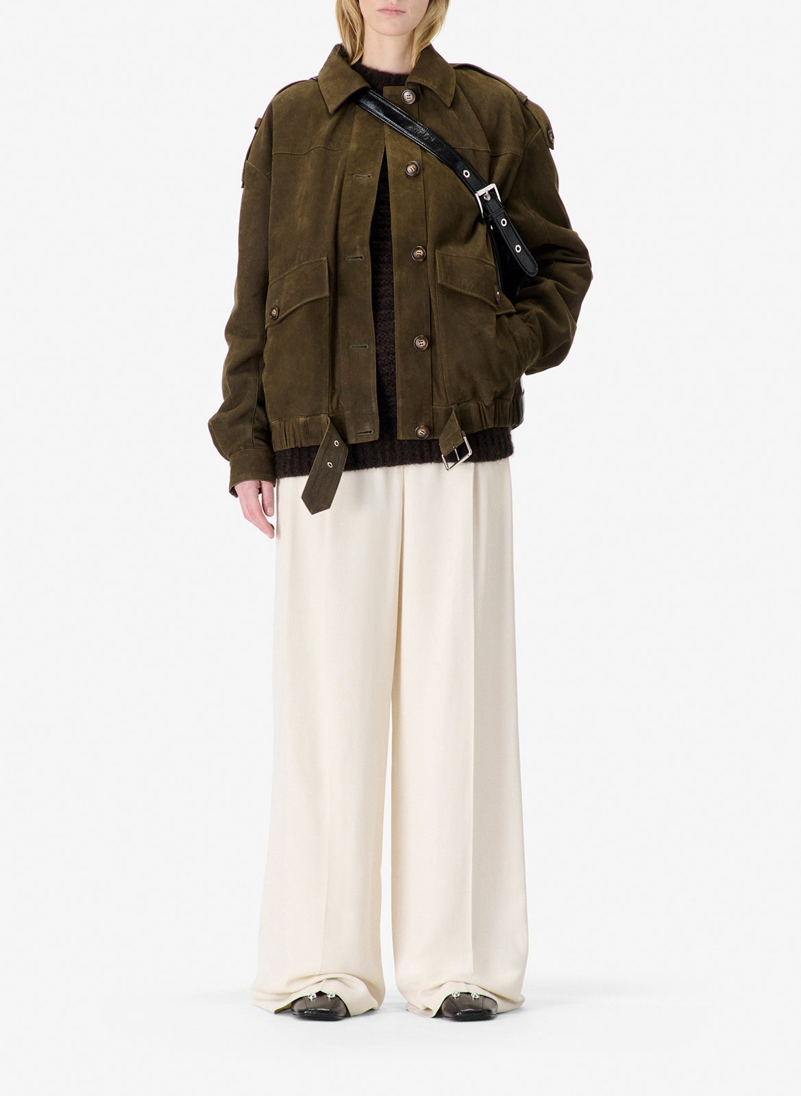 Blouson oversize col classique en cuir barrie IRO Gris