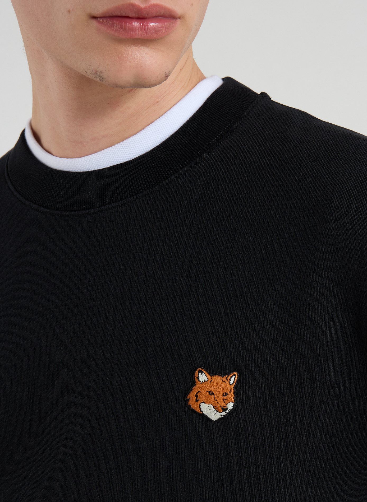 Sweat col rond en coton MAISON KITSUNÉ Noir