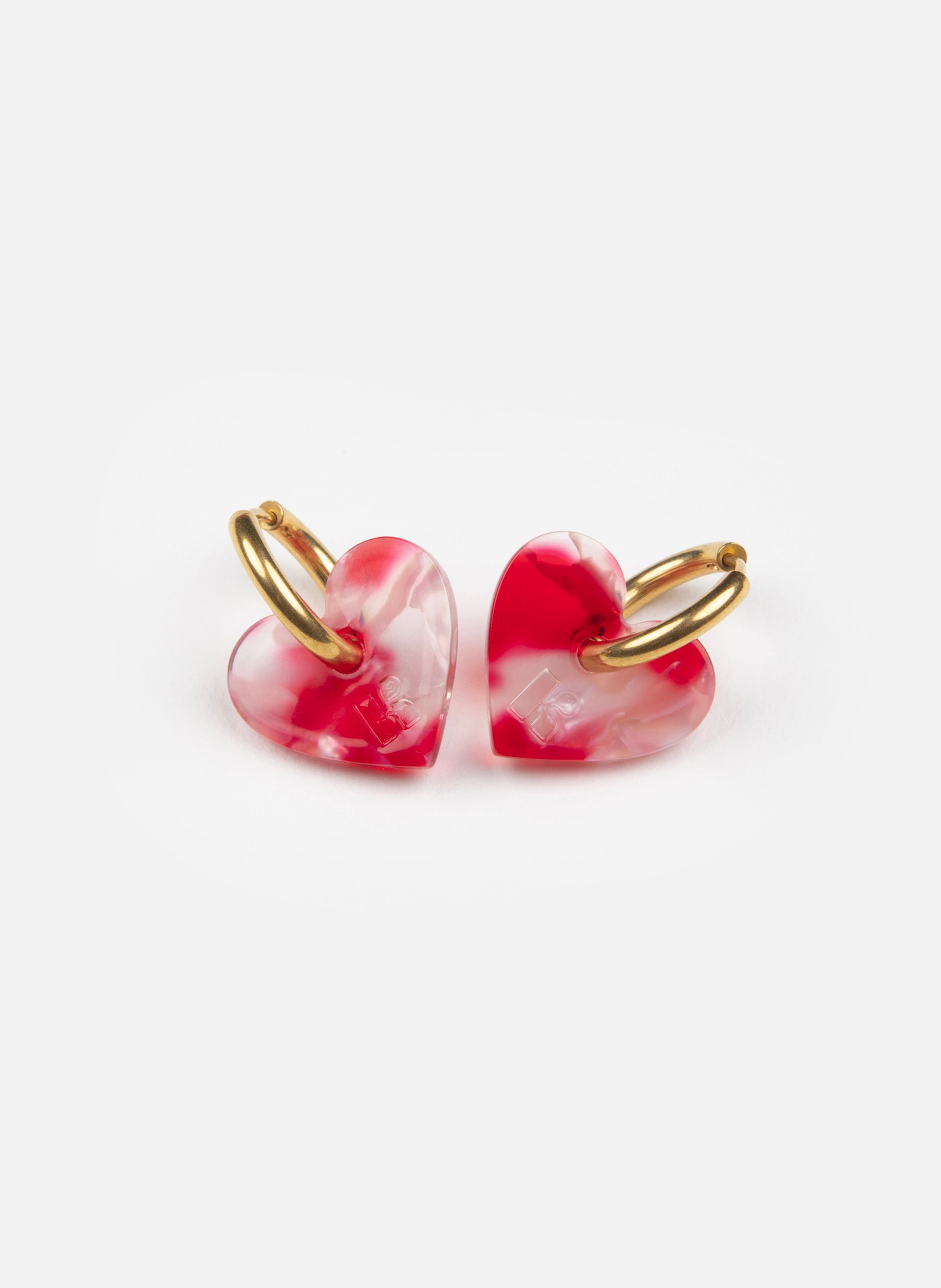 Boucles d'oreilles lova lova avec anneaux en acier inoxydable doré KURAGE GINZA Rouge
