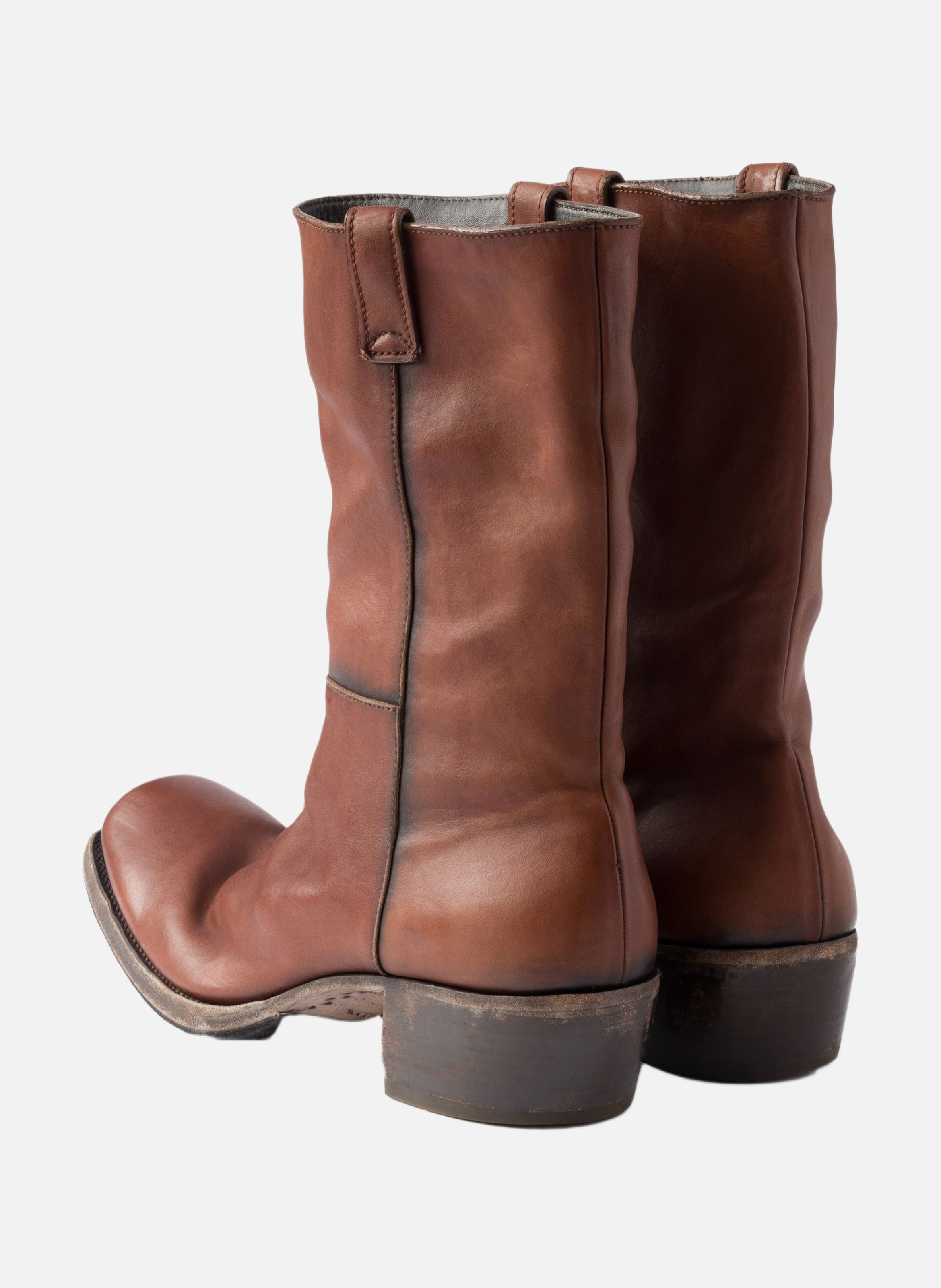 Bottes en cuir nappa antique PRADA Marron
