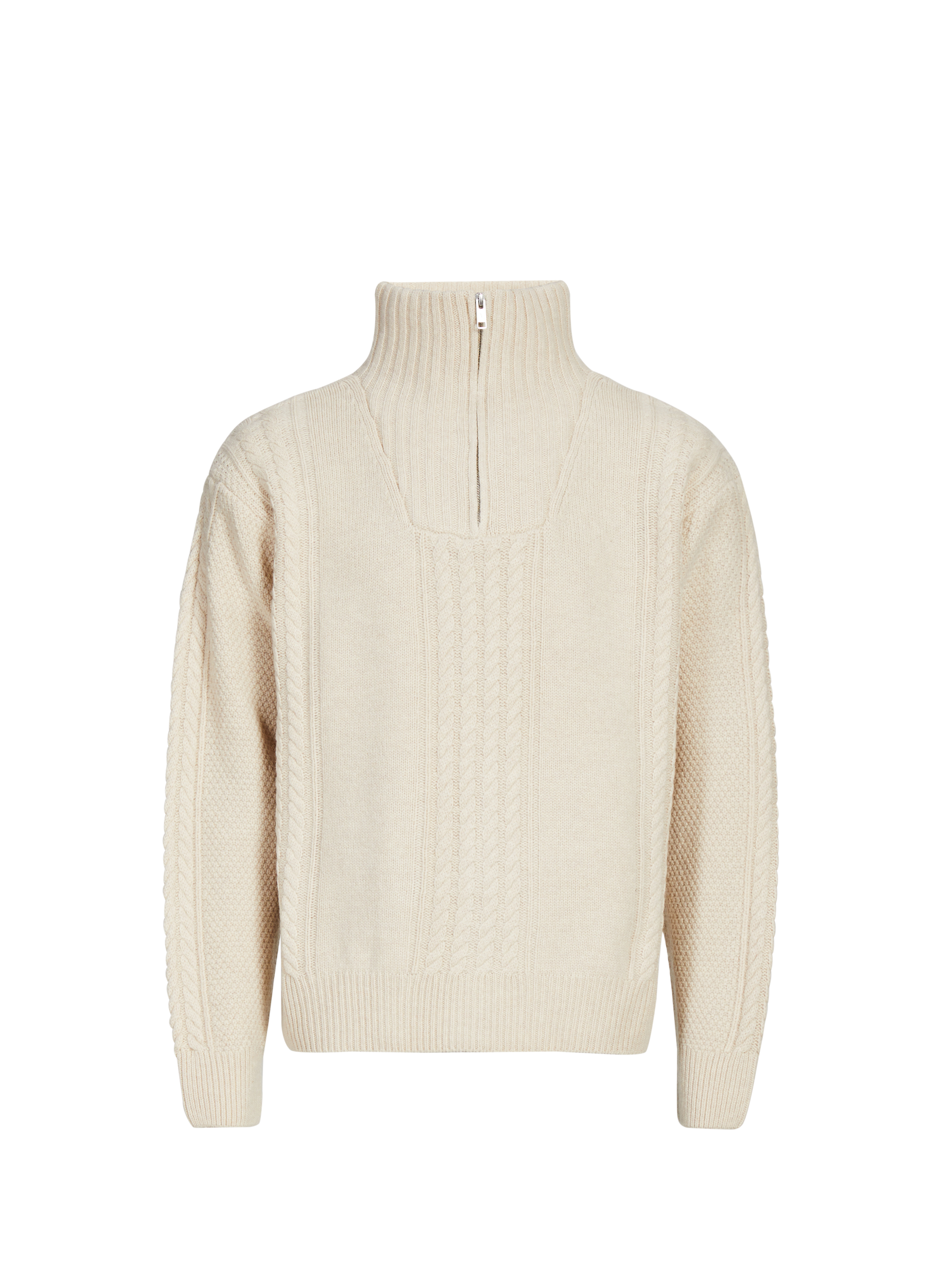 Pull col zippé en laine mélangée AIGLE Beige