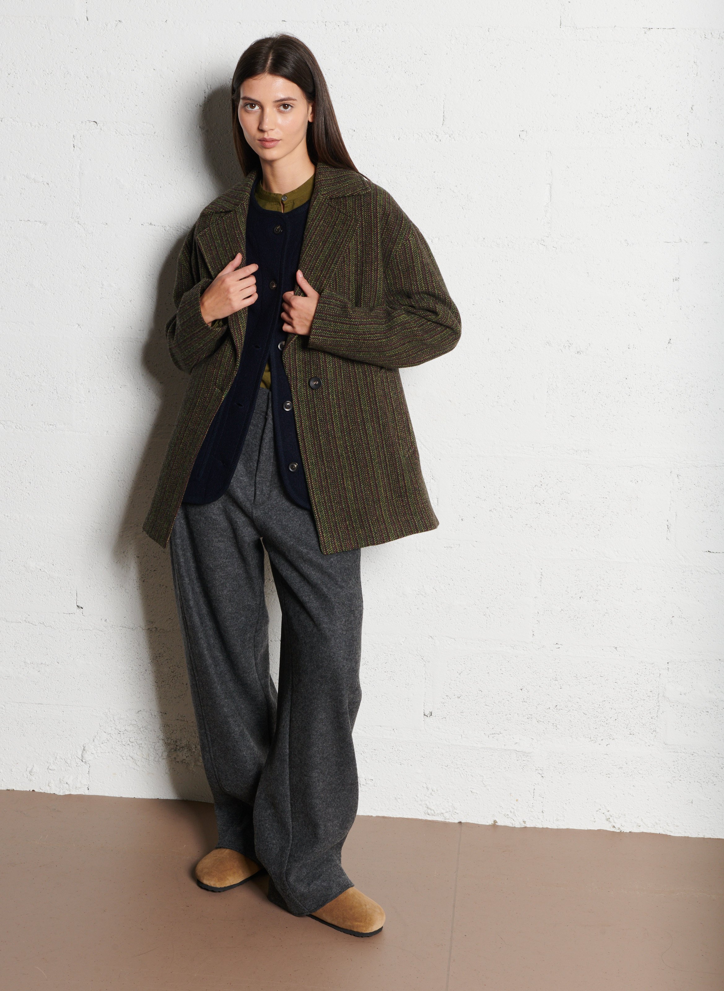 Blouson col rond en laine chicago SOEUR Bleu