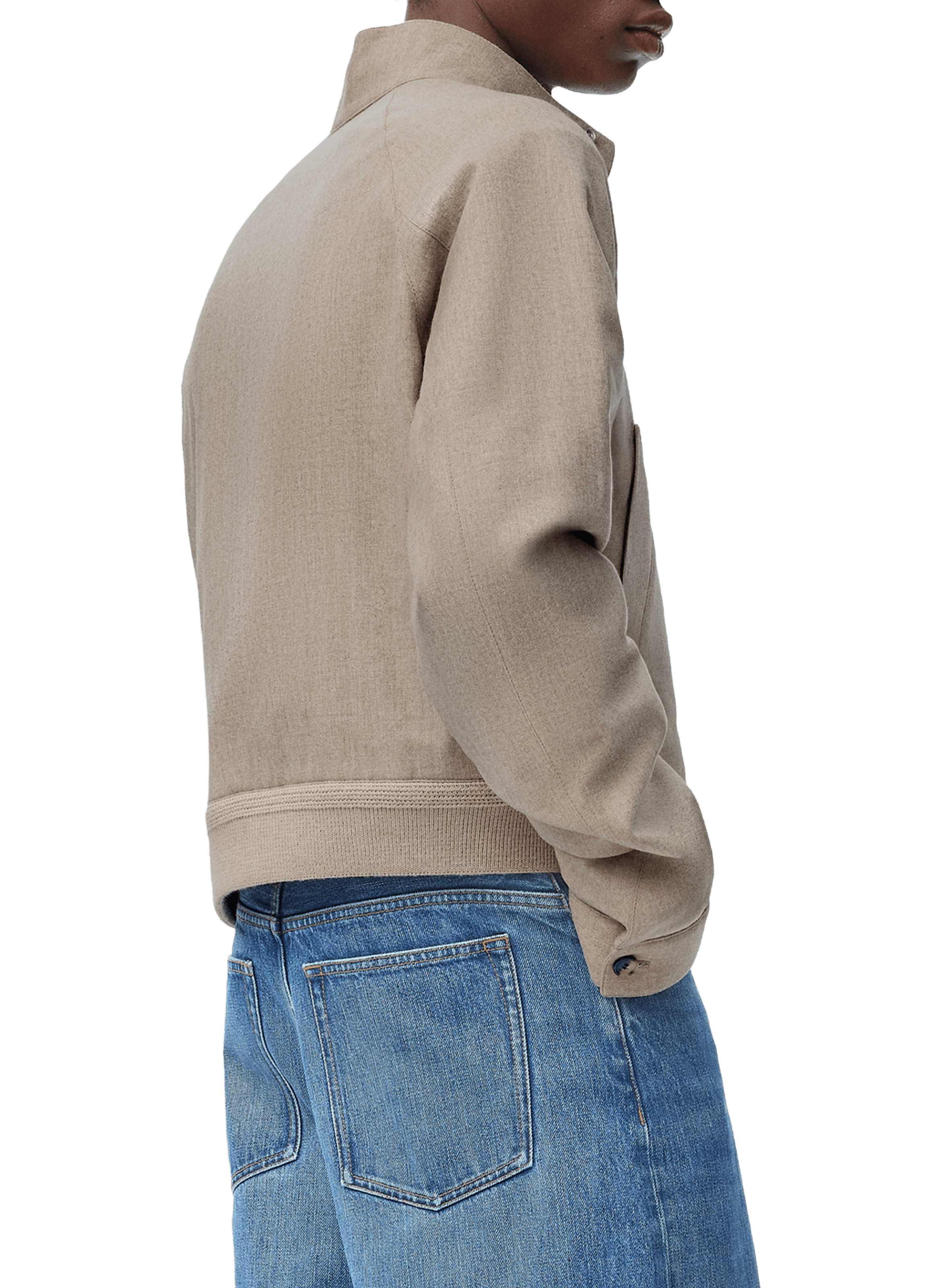 Zip-up jacket with high collar in wool and cashmere LOEWE Beige