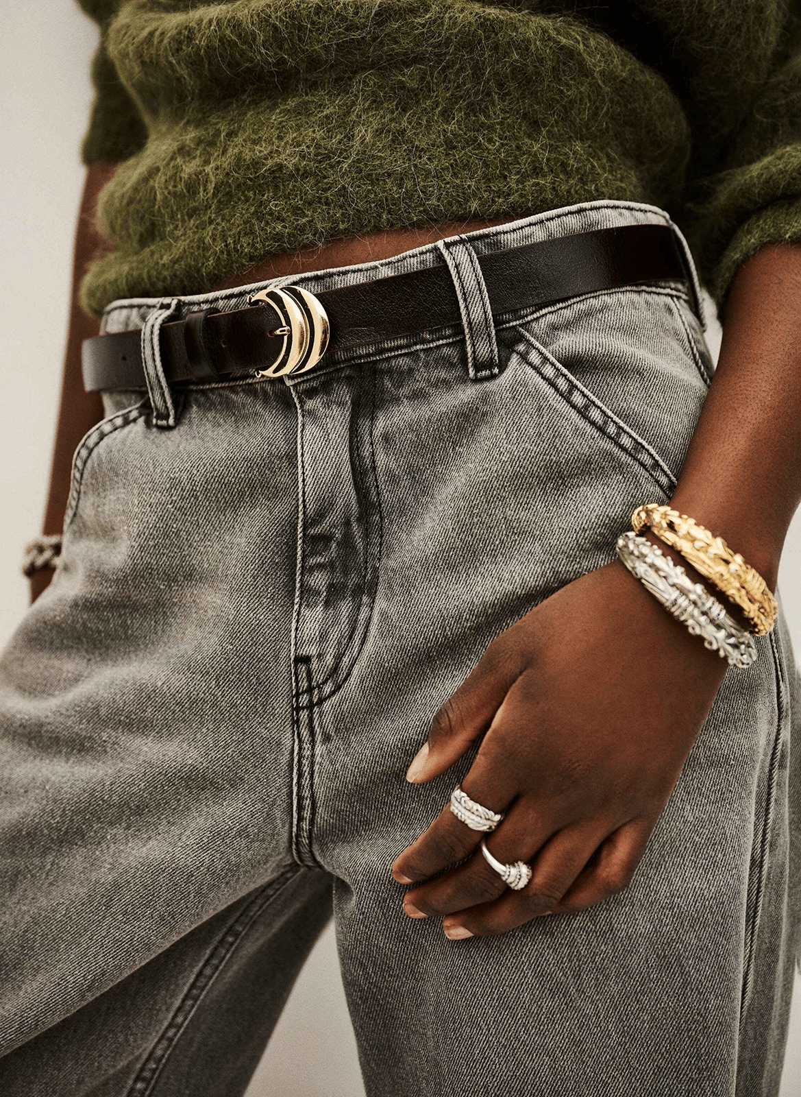 Ceinture en cuir cbolbi BA&SH Marron