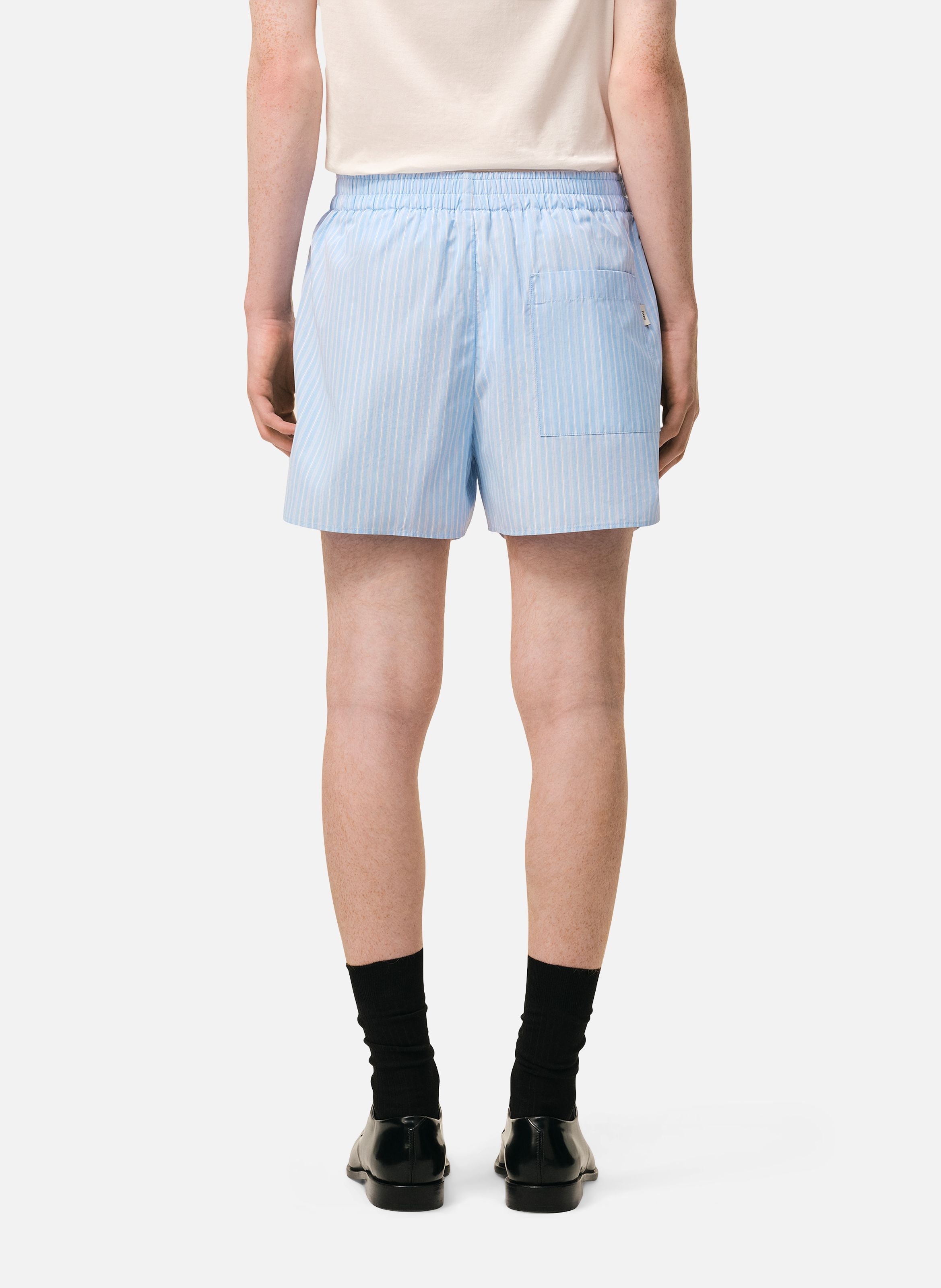 Short court elastiqué unisexe en coton AMI PARIS Bleu