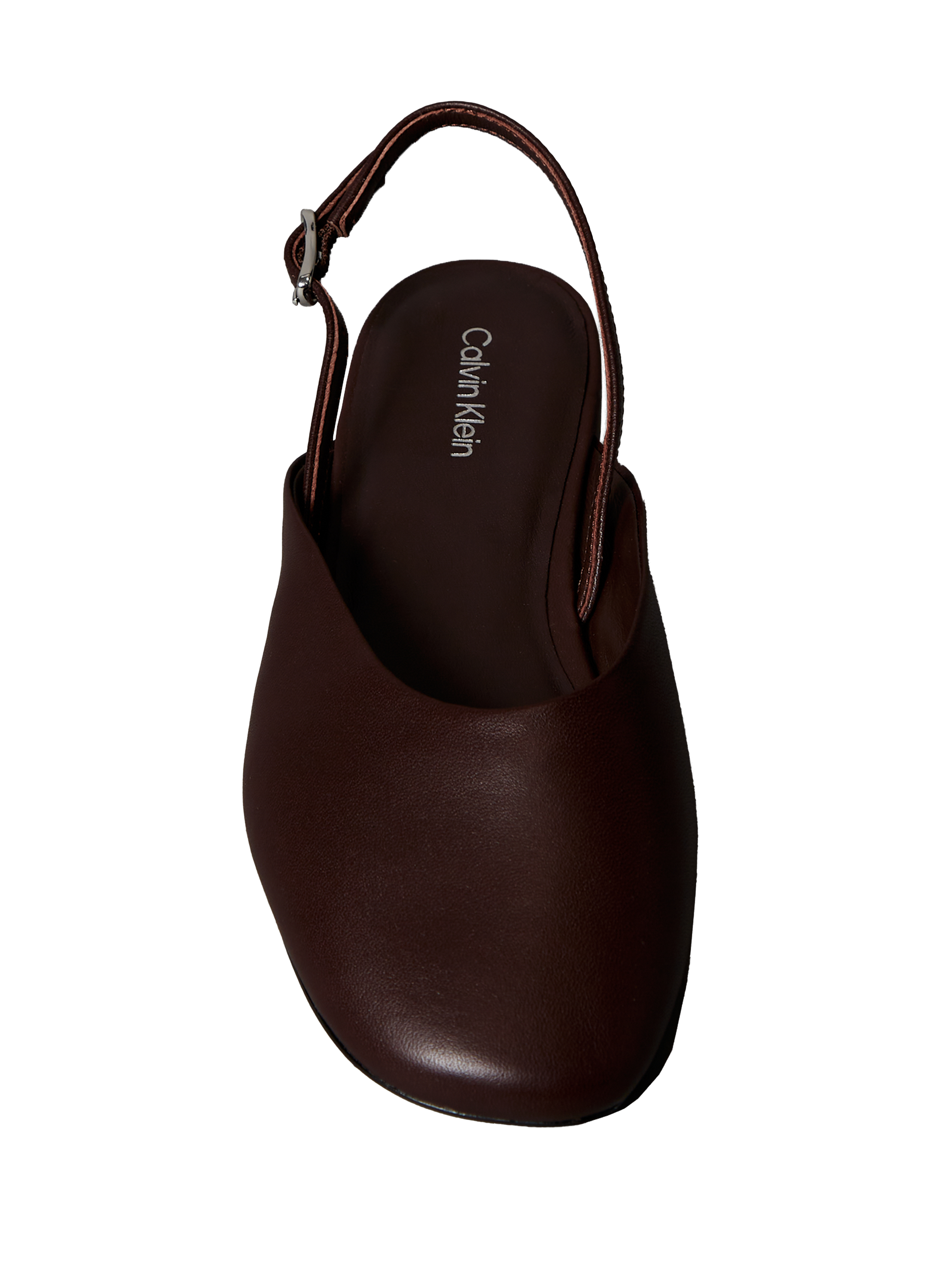 Leather slingback ballerina flats CALVIN KLEIN Brown