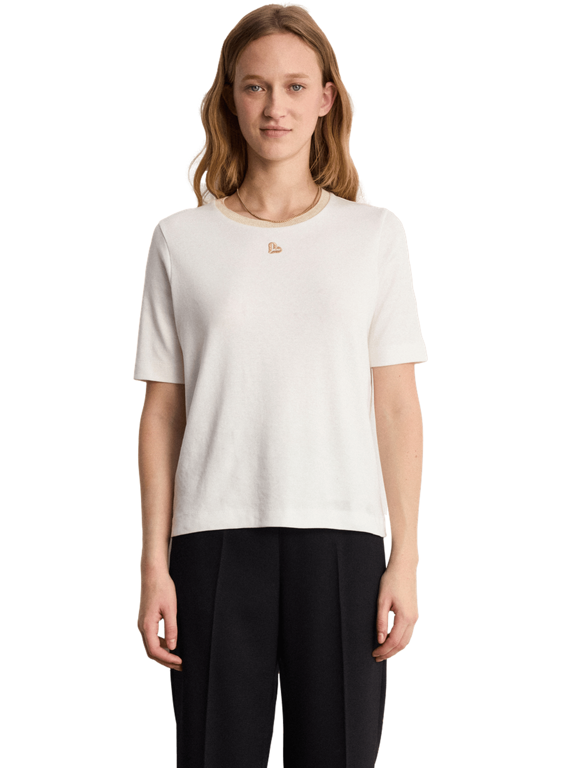 T-shirt en coton à col doré PABLO Blanc