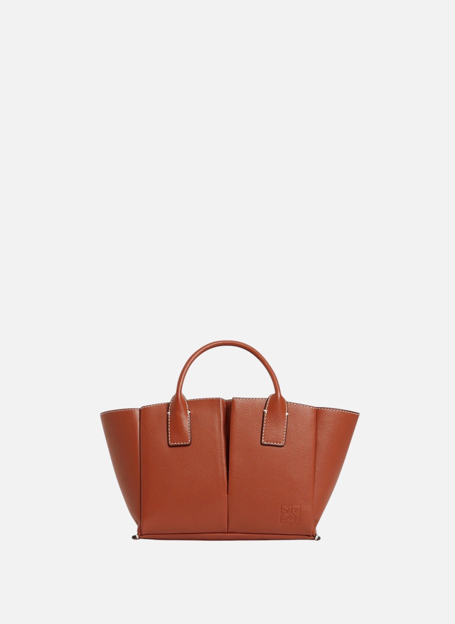 Petit sac à main elena en cuir grainé LE TANNEUR Marron